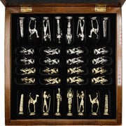 Handmade Inlay Storage Chess Set 38 CM (15") - Egyptian Cleopatra Die Cast Metal Pieces - Cooper Chess