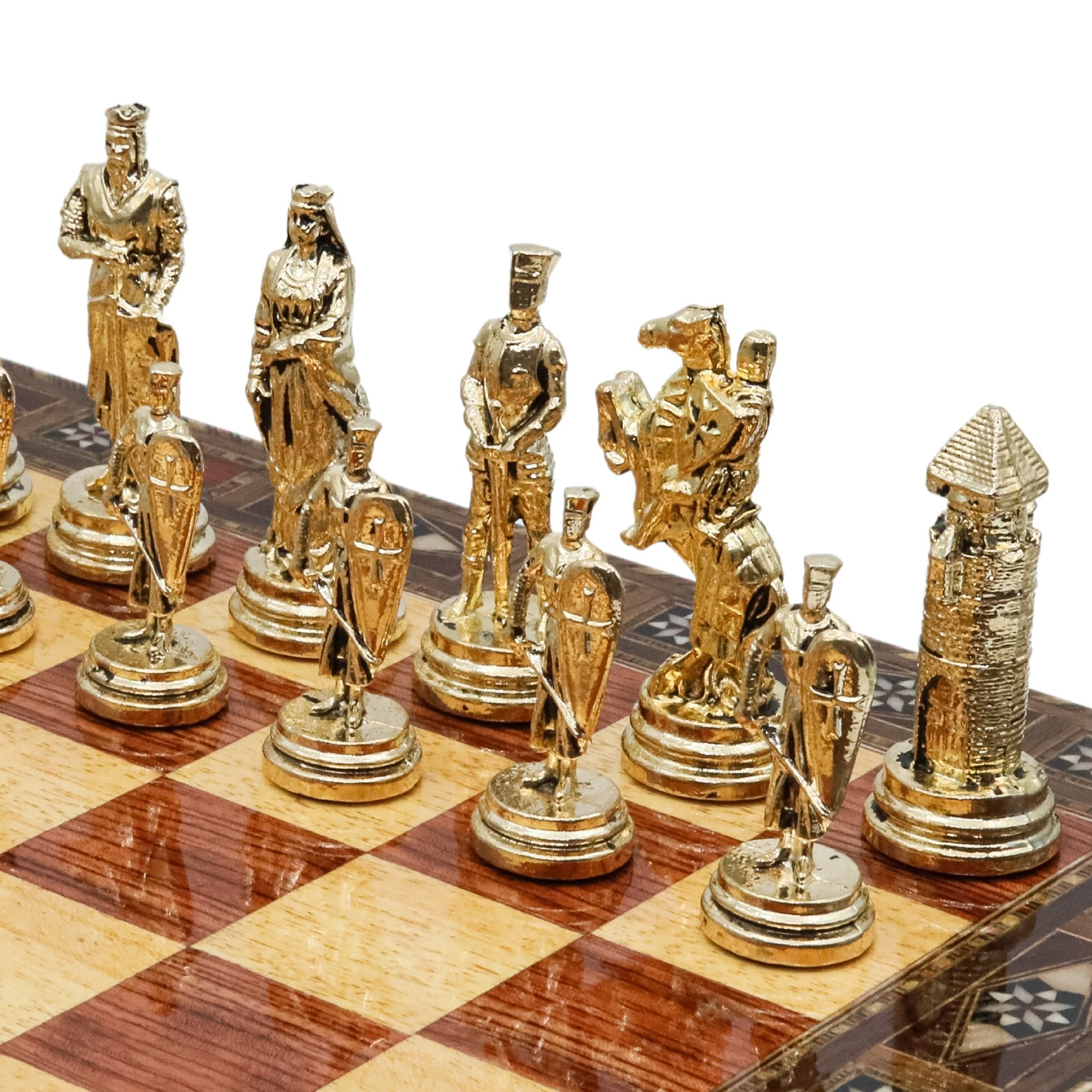 Handmade Inlay Storage Chess Set 38 CM (15") - Ottoman Empire vs Crusaders - Cooper Chess