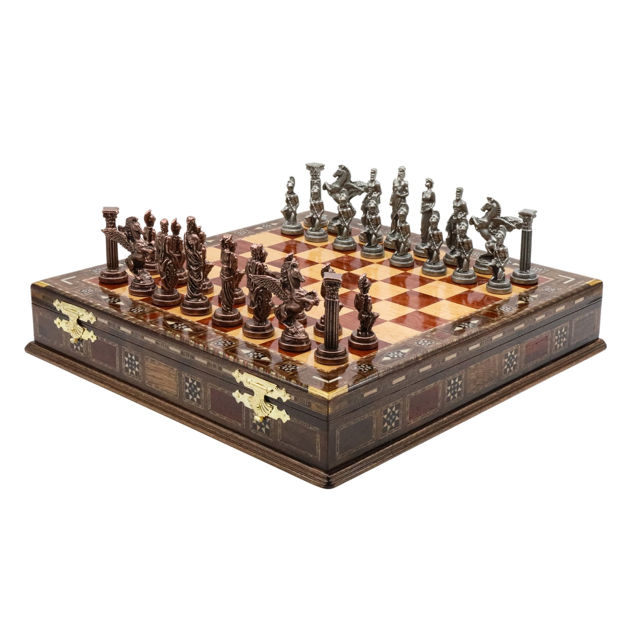 Handmade Inlay Storage Chess Set 38 CM (15") - Vintage Mythology Pegasus - Cooper Chess