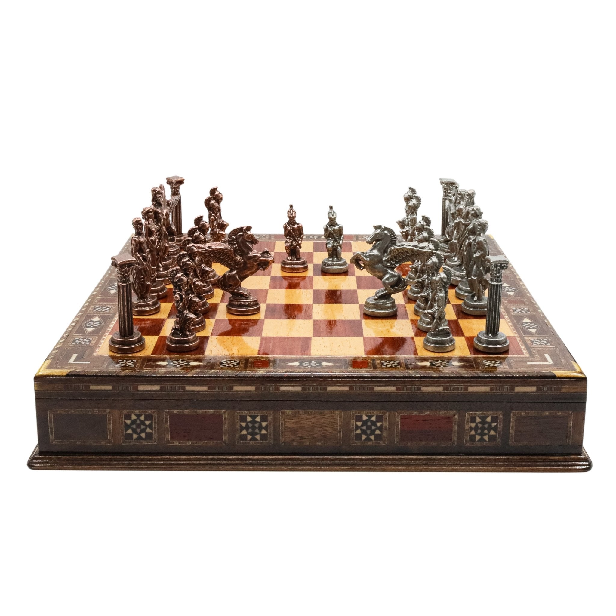 Handmade Inlay Storage Chess Set 38 CM (15") - Vintage Mythology Pegasus - Cooper Chess