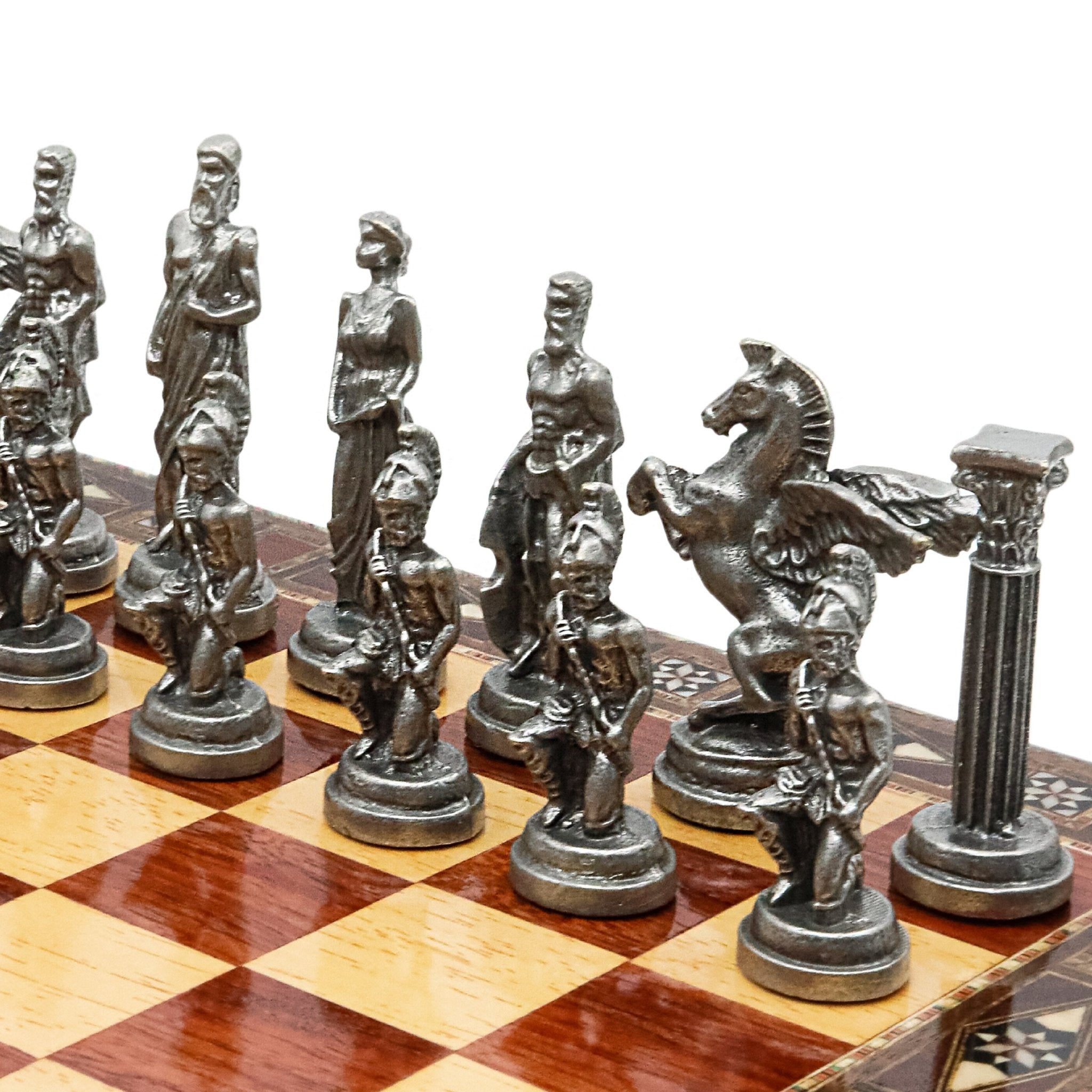 Handmade Inlay Storage Chess Set 38 CM (15") - Vintage Mythology Pegasus - Cooper Chess