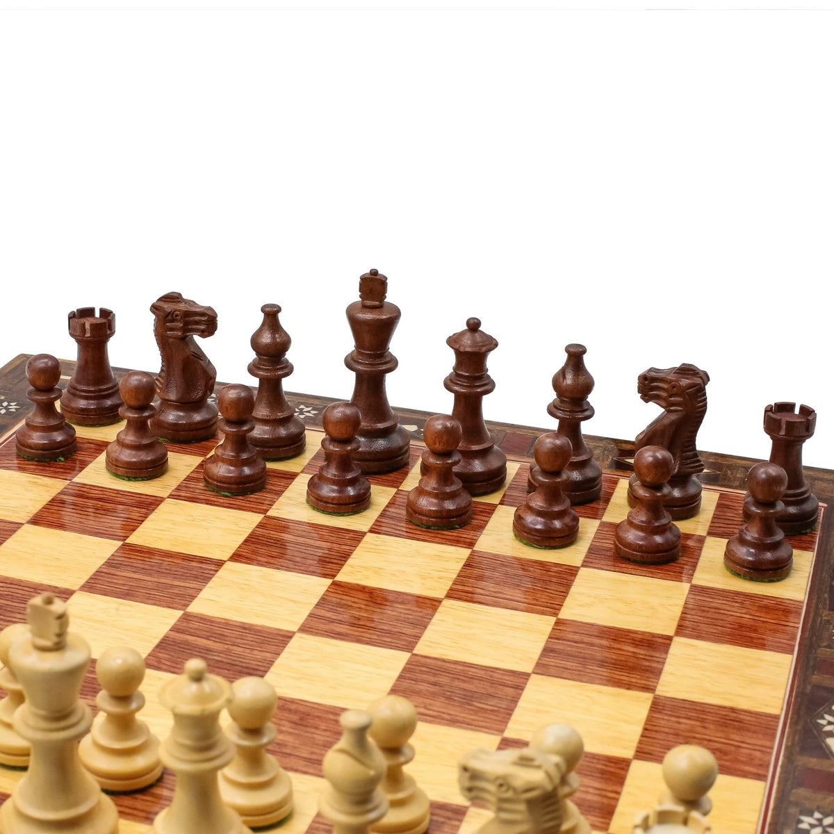 Handmade Inlay Storage Chess Set 38 CM (15") - Weighted German Staunton Pieces w/ Extra Queens - Cooper Chess