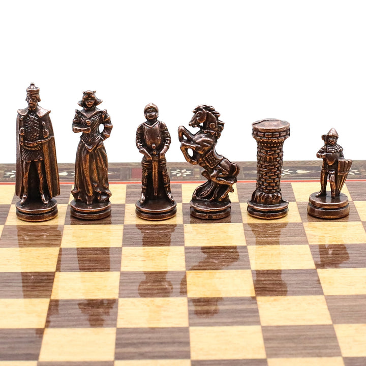 Handmade Inlay Storage Chess Set 30 CM (12") - Vintage Medieval British - Cooper Chess