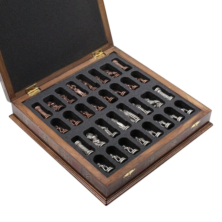 Handmade Inlay Storage Chess Set 30 CM (12") - Vintage Medieval British - Cooper Chess