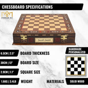 Handmade Inlay Storage Chess Set 30 CM (12") - Vintage Medieval British - Cooper Chess