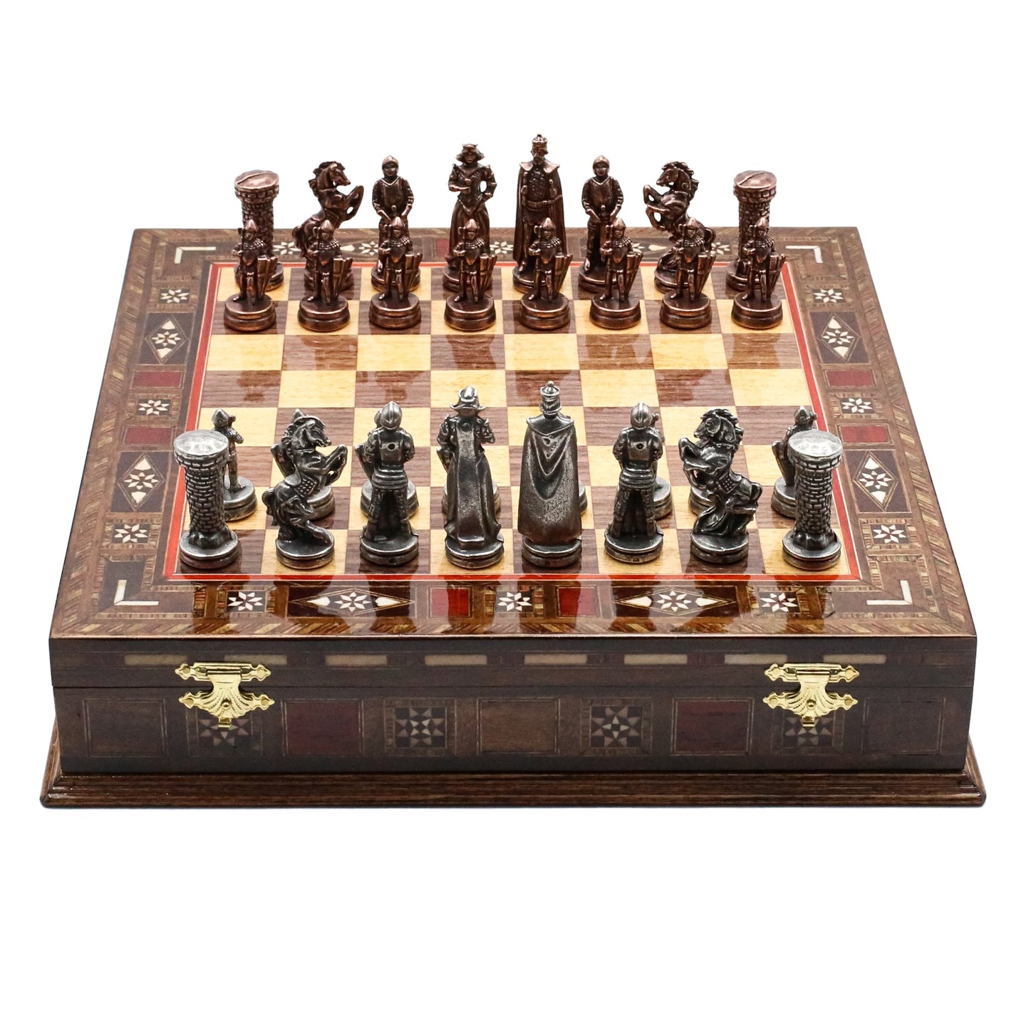 Handmade Inlay Storage Chess Set 30 CM (12") - Vintage Medieval British - Cooper Chess