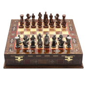 Handmade Inlay Storage Chess Set 30 CM (12") - Vintage Medieval British - Cooper Chess