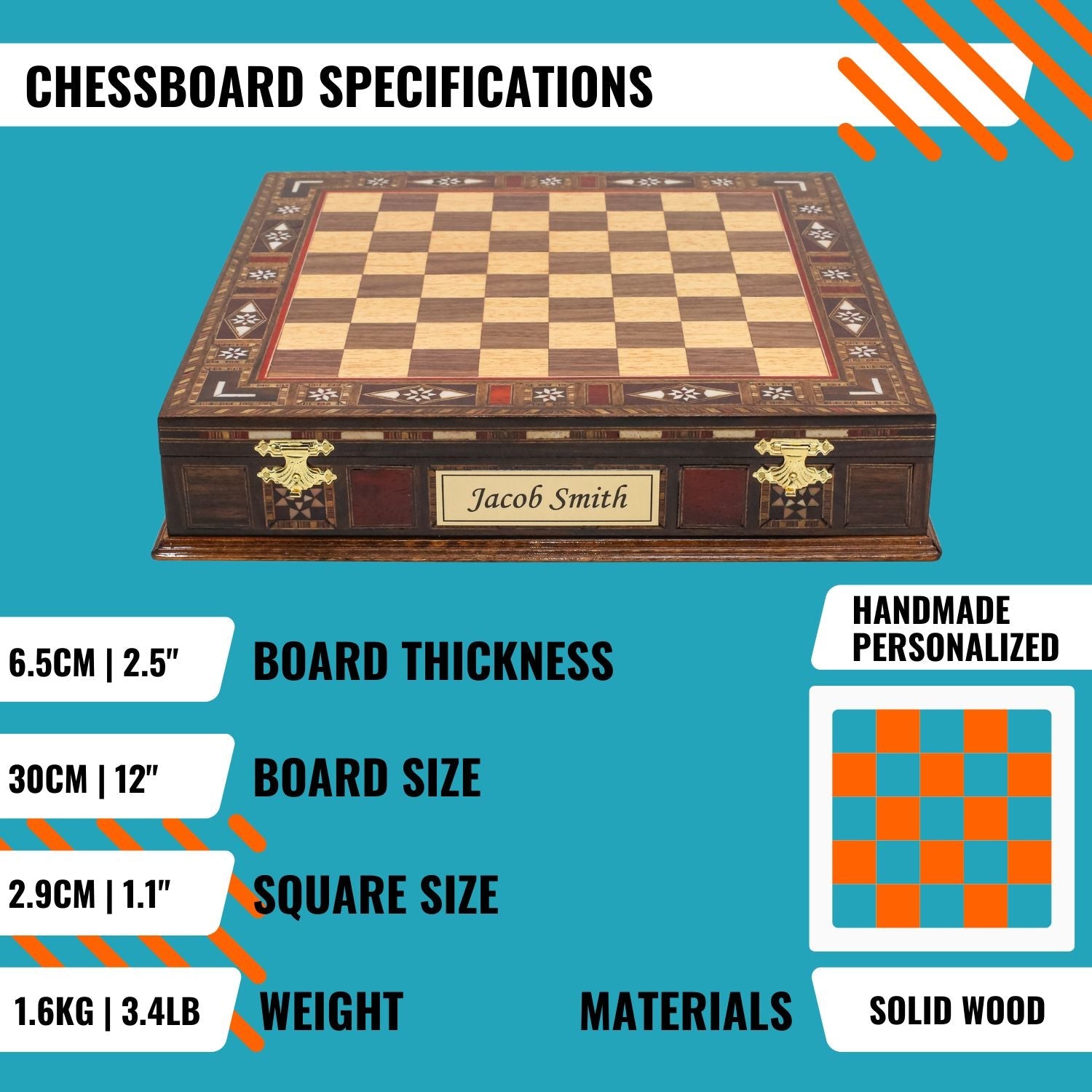 Bronze Colour Metal Chess Set With Solid Wood Storage Board - Die Cast Metal Chessmen | Staunton Chess Pieces, Personalised Chess Gift - Cooper Chess