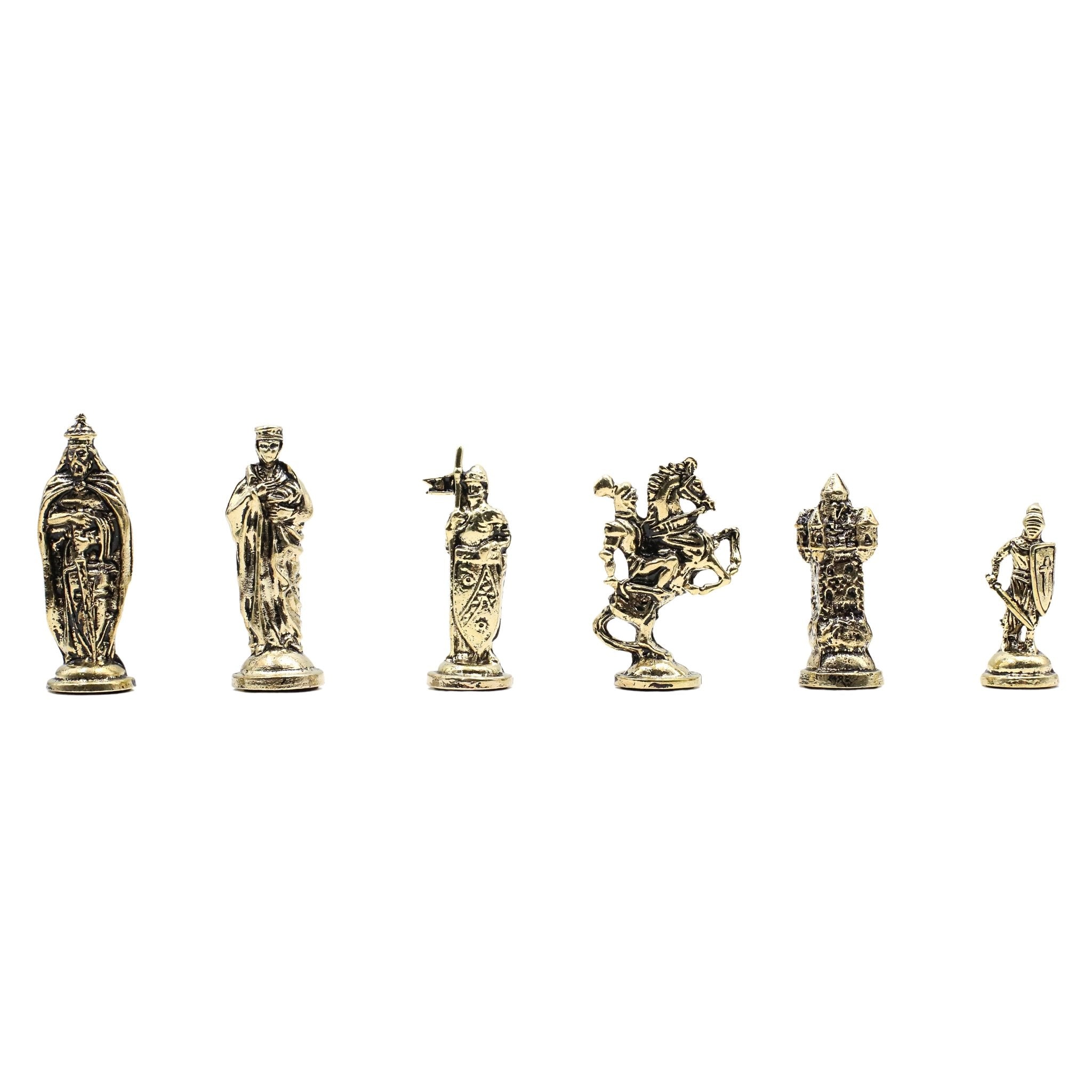 Handmade Inlay Chess Set with Drawer Storage 38 CM (15") - Die Cast Metal Pieces | Medieval British - Cooper Chess