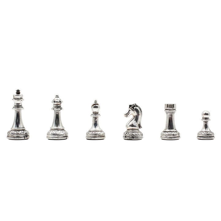 Classic Baroque Metal Chess Set With Solid Wood Storage Board w/ In - Built Drawer - Cooper Chess