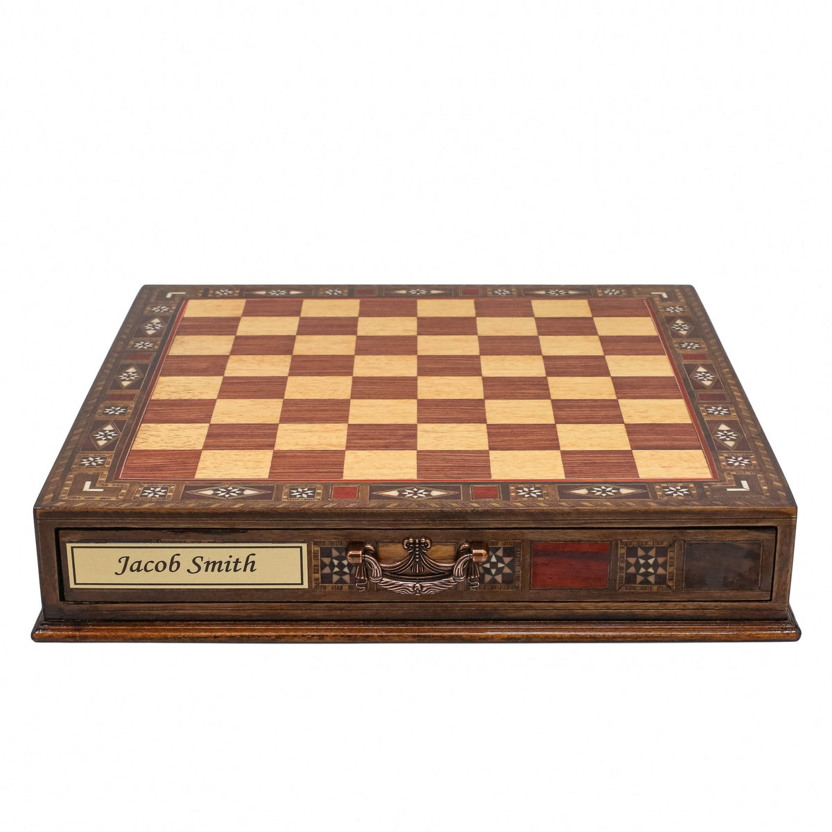 Handmade Inlay Chess Set with Drawer Storage 38 CM (15") - Weighted German Staunton Pieces w/ Extra Queens - Cooper Chess