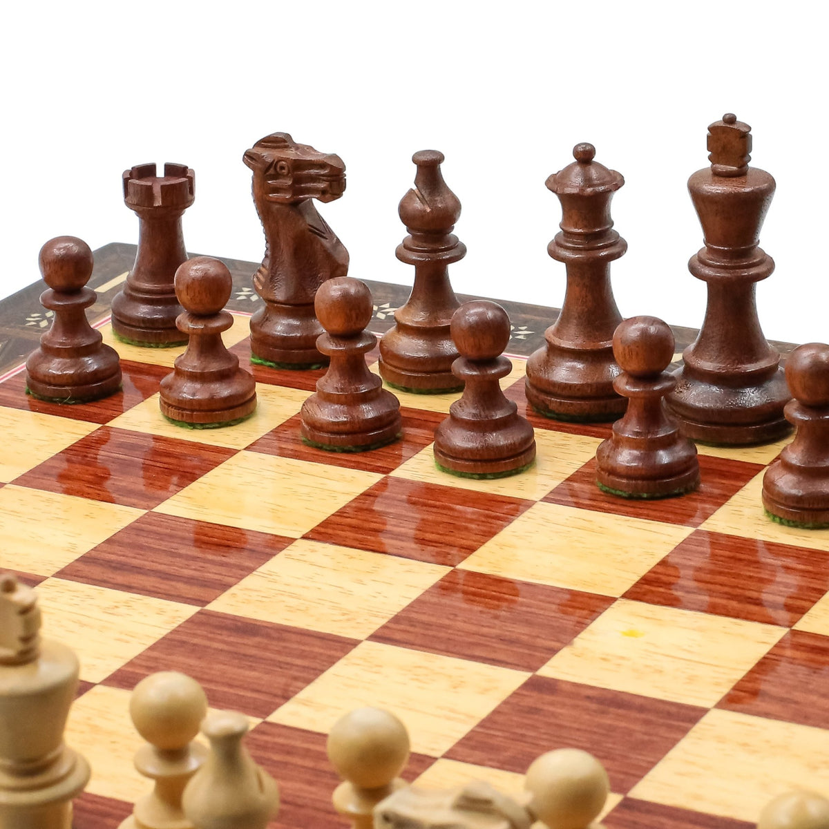Handmade Inlay Chess Set with Drawer Storage 38 CM (15") - Weighted German Staunton Pieces w/ Extra Queens - Cooper Chess