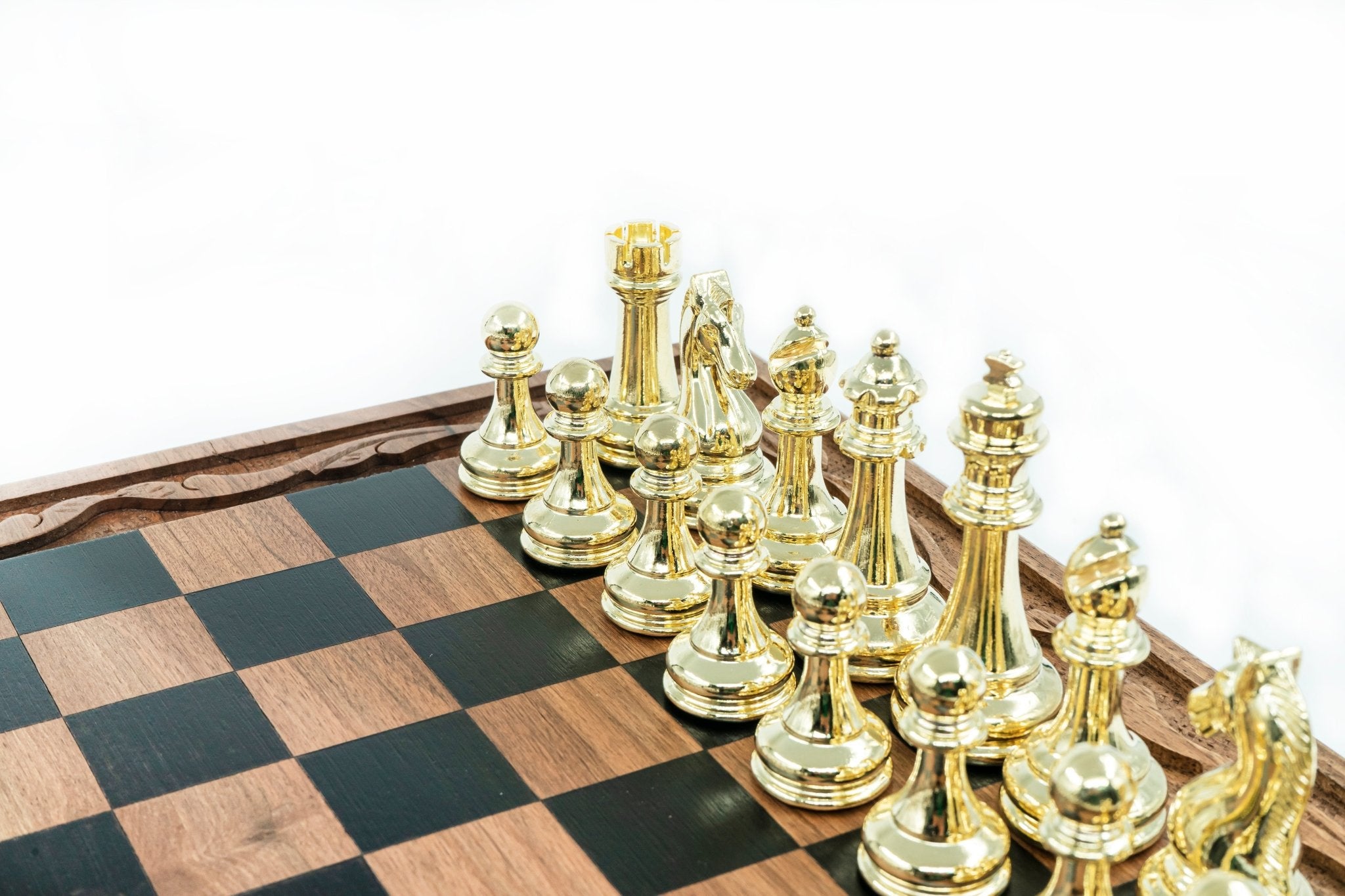 Solid Wood Chess Set | Die Cast Metal Staunton - Weighted Figures | Hand - Carved Board 36 cm (14 inch) - Cooper Chess