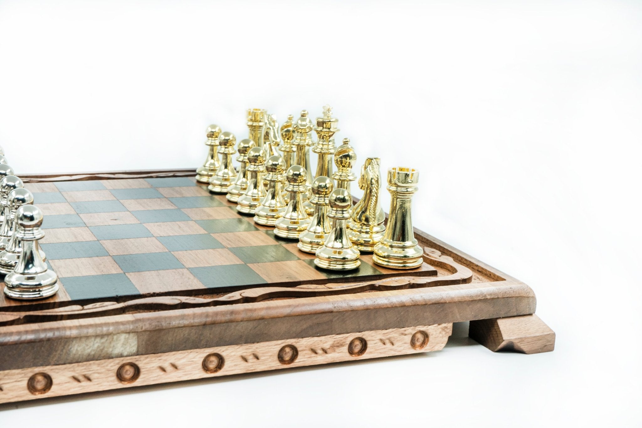 Solid Wood Chess Set | Die Cast Metal Staunton - Weighted Figures | Hand - Carved Board 36 cm (14 inch) - Cooper Chess