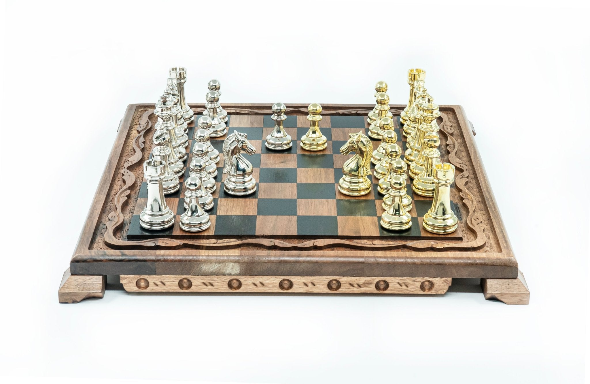 Solid Wood Chess Set | Die Cast Metal Staunton - Weighted Figures | Hand - Carved Board 36 cm (14 inch) - Cooper Chess