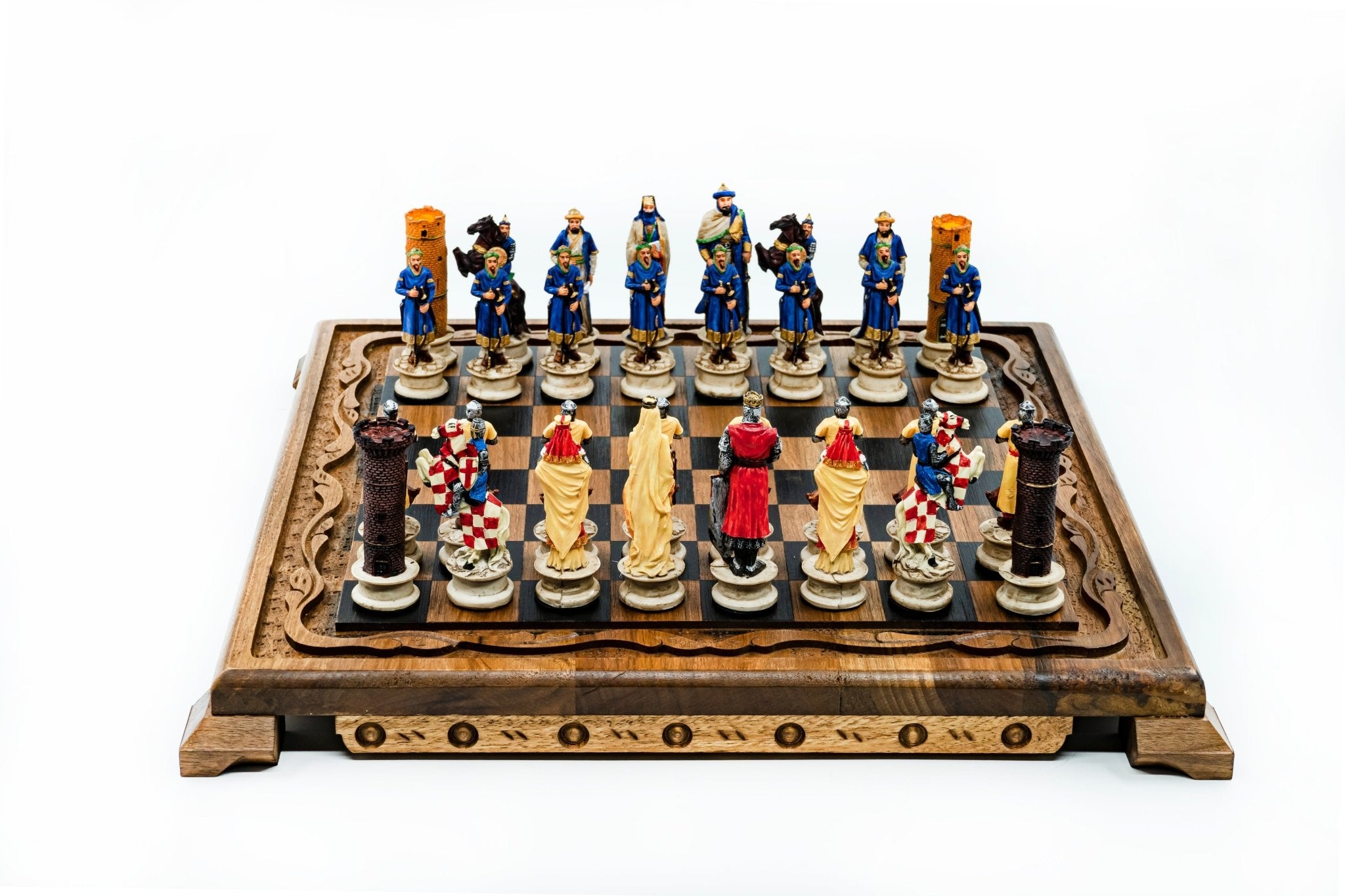 Selahaddin Eyyubi vs Crusader Solid Wood Chess Set | Handpainted | Hand - Carved Board– 36 cm (14 inch) - Cooper Chess