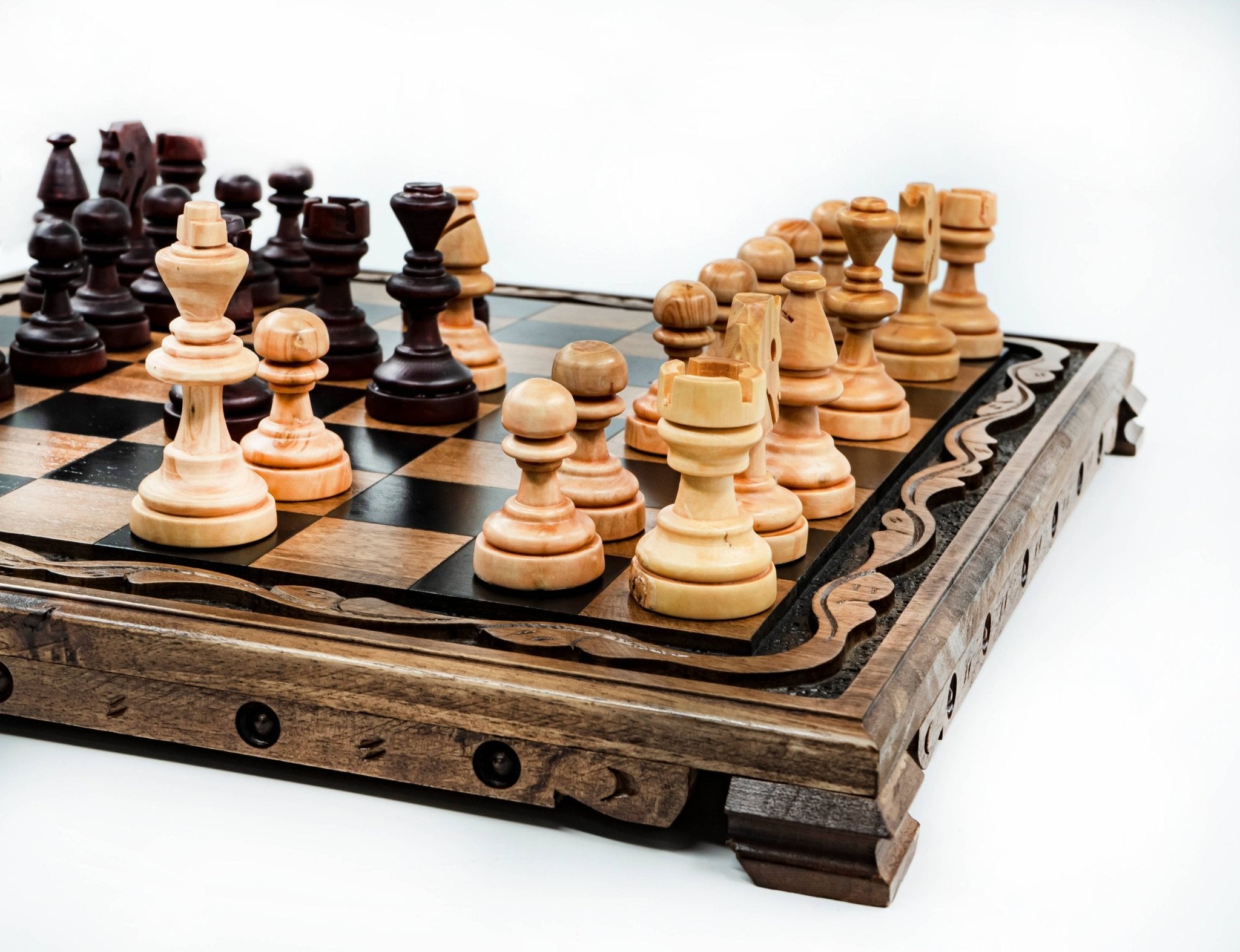 Hand - Carved Solid Wood Chess Set | 36 cm (14 inch) - Cooper Chess