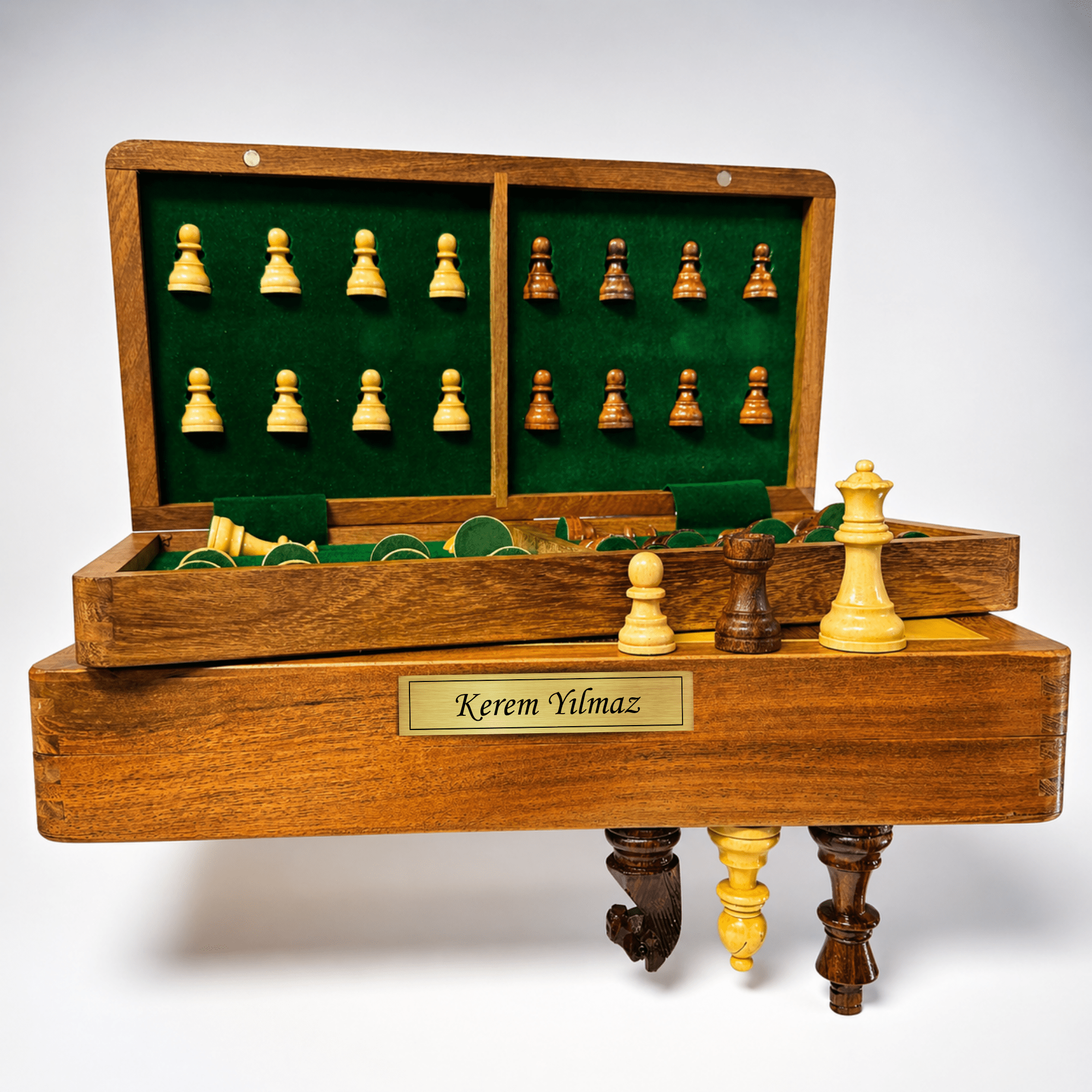 Brass Metal Plate Customisation | Foldable Magnetic Chess Set | Handmade Travel Chess Set - Cooper Chess