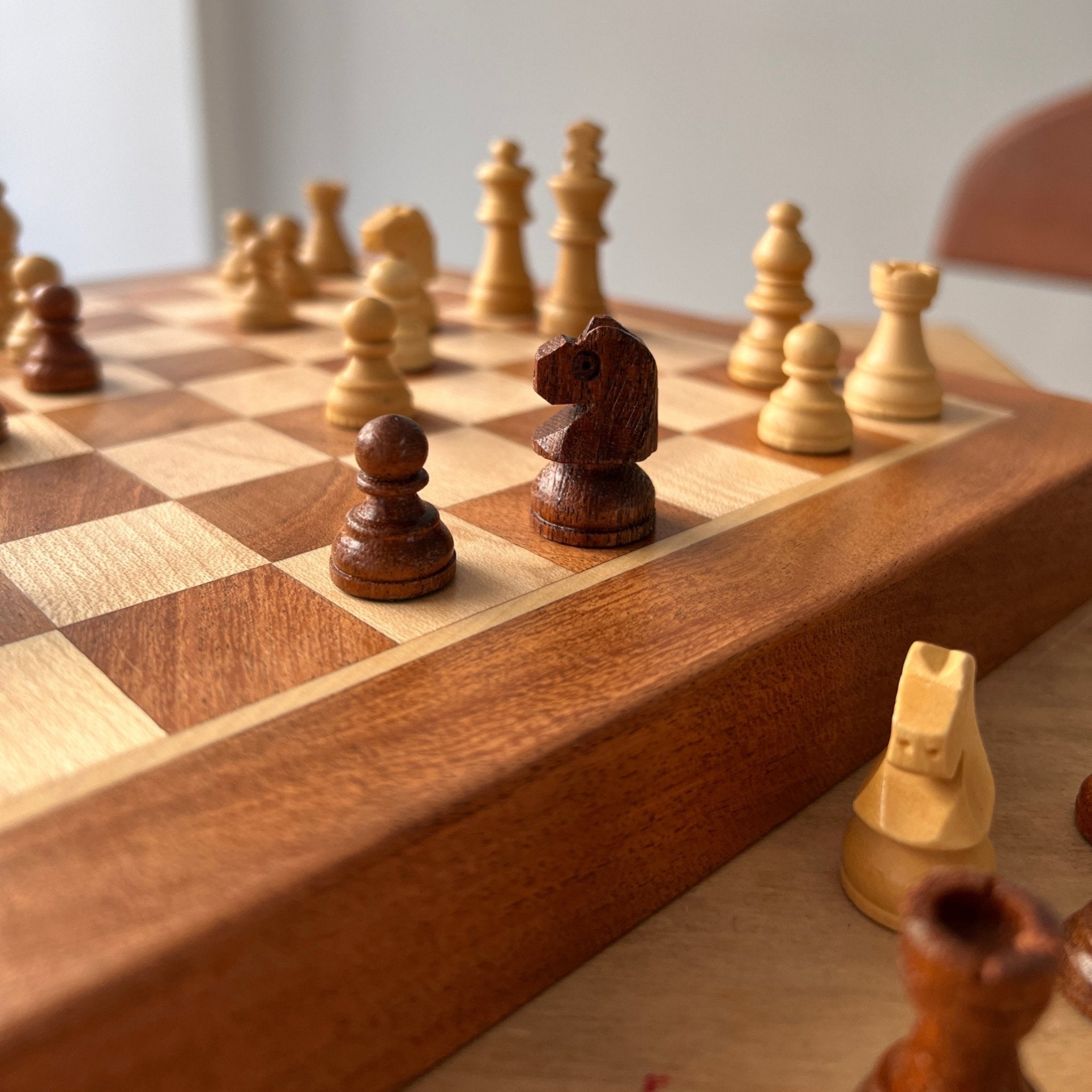 Foldable Magnetic Chess Set with Extra Queens | Handmade Travel