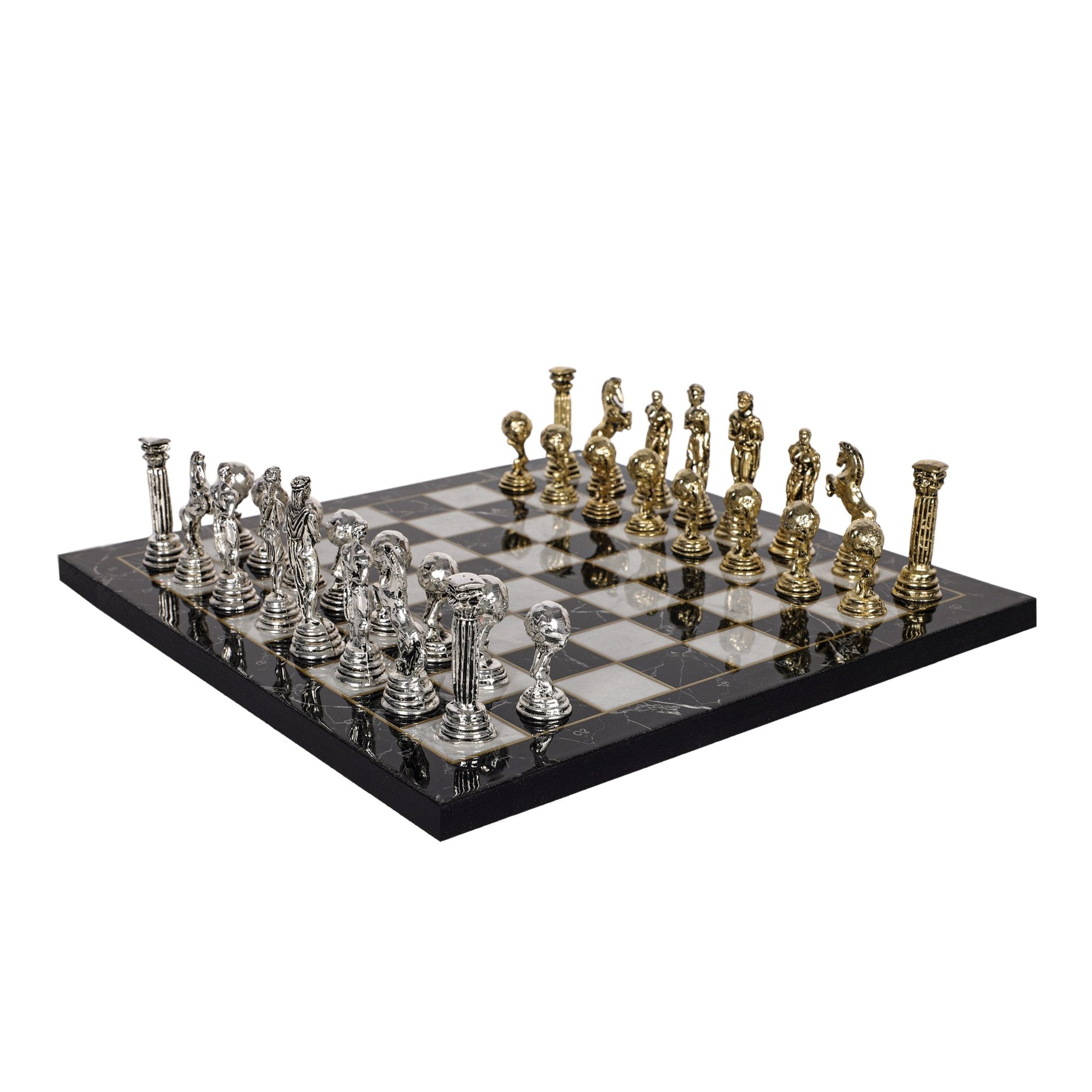 Greek Mythology Hercules Metal Chess Set | Wooden Chess Board 30CM (12") - Cooper Chess