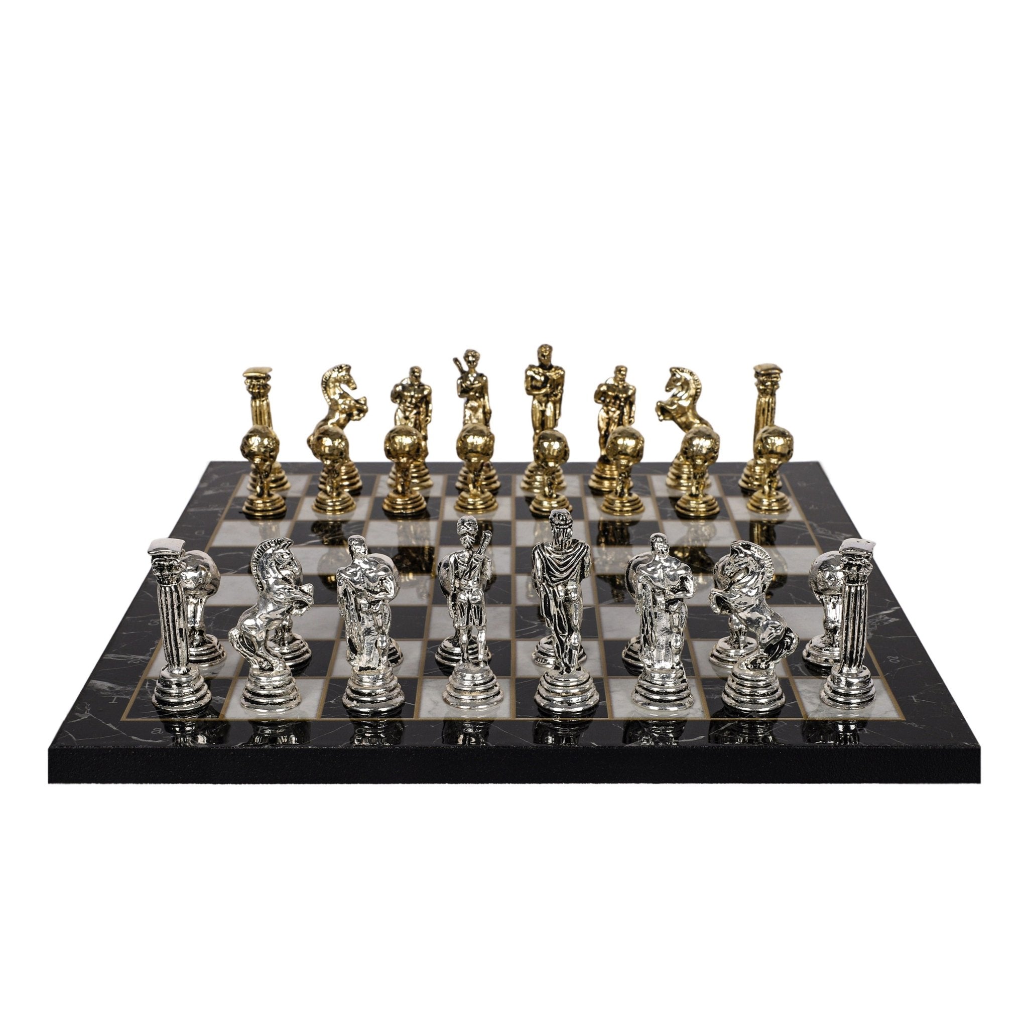 Greek Mythology Hercules Metal Chess Set | Wooden Chess Board 30CM (12") - Cooper Chess