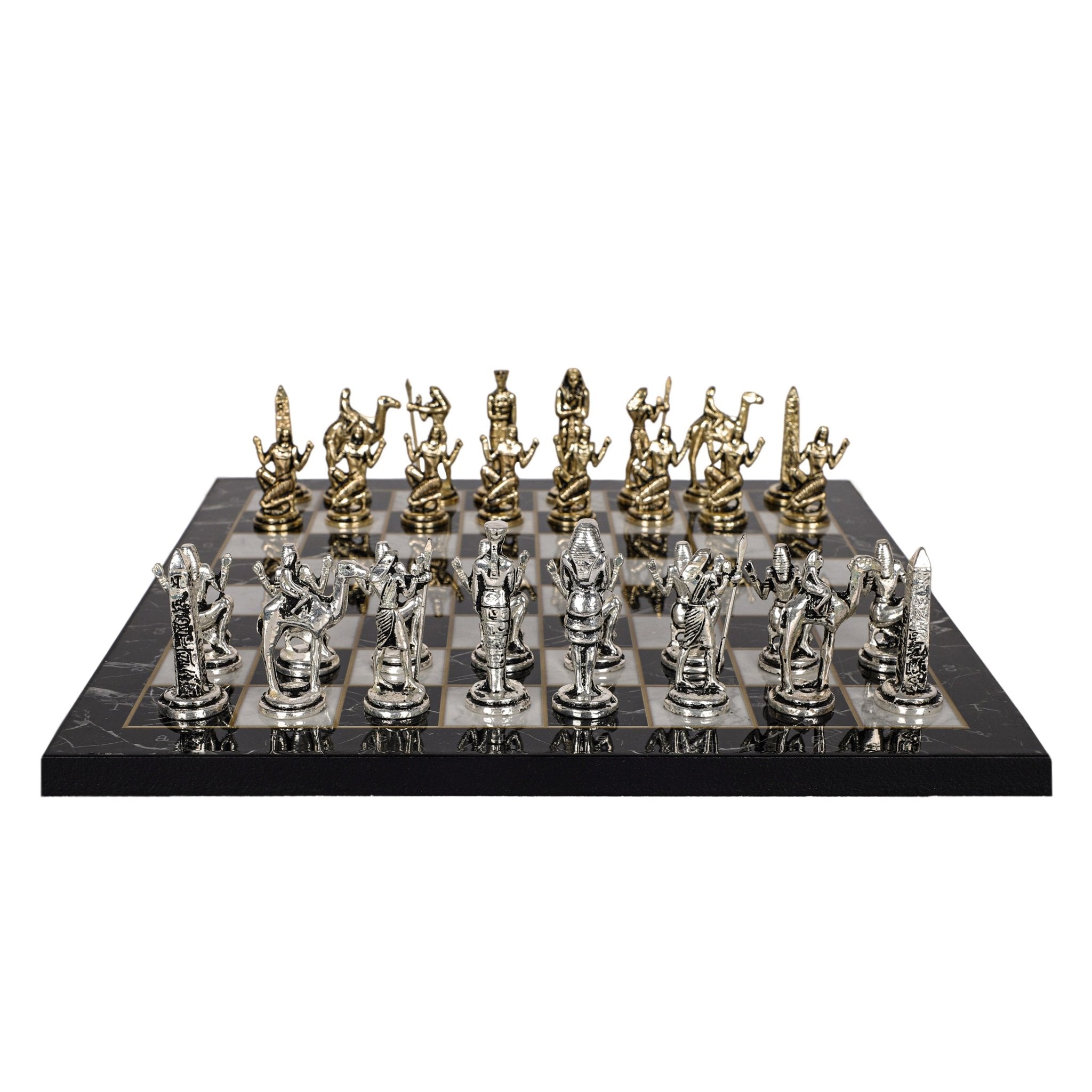 Egypt Cleopatra Metal Chess Set | Wooden Chess Board 30CM (12") - Cooper Chess