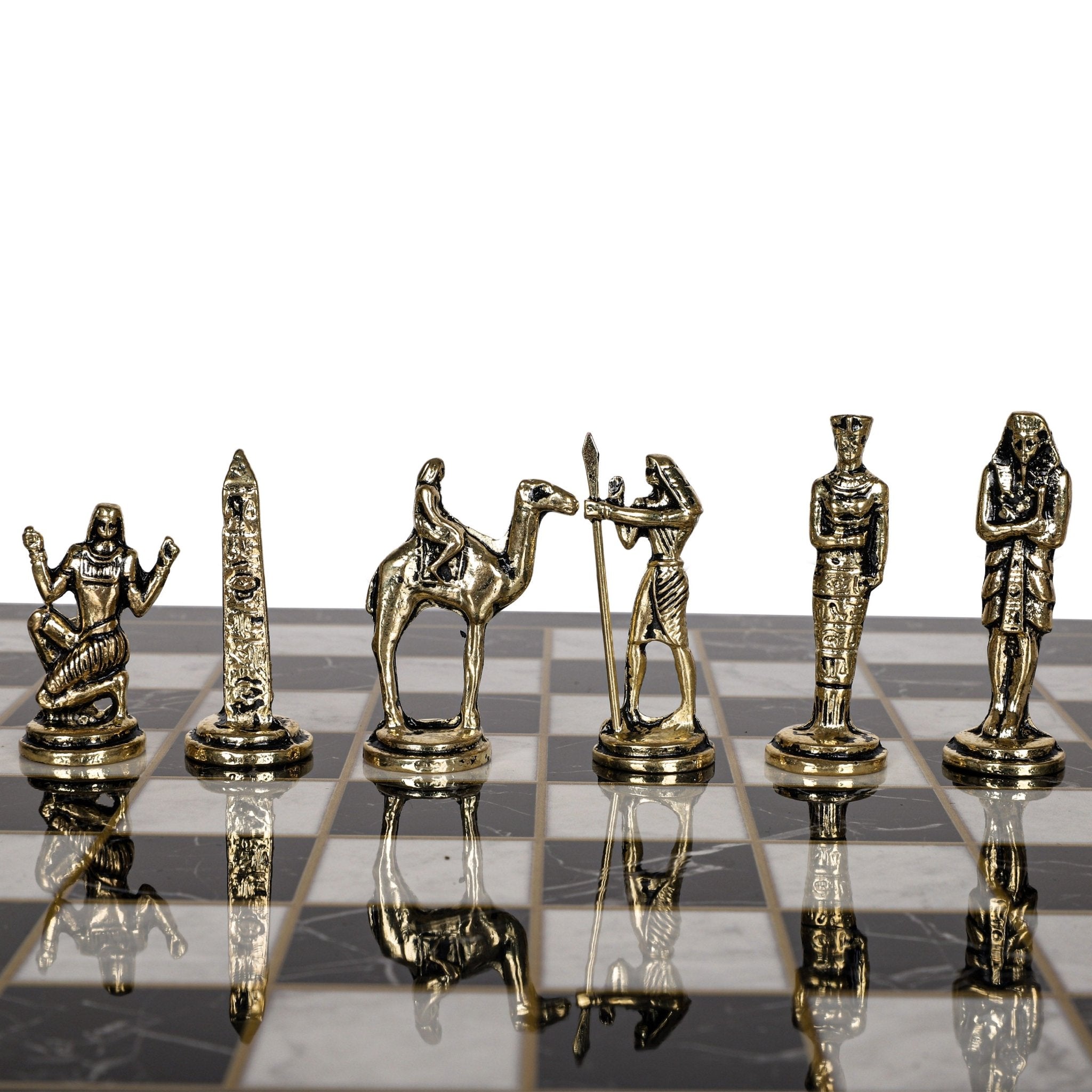 Egypt Cleopatra Metal Chess Set | Wooden Chess Board 30CM (12") - Cooper Chess