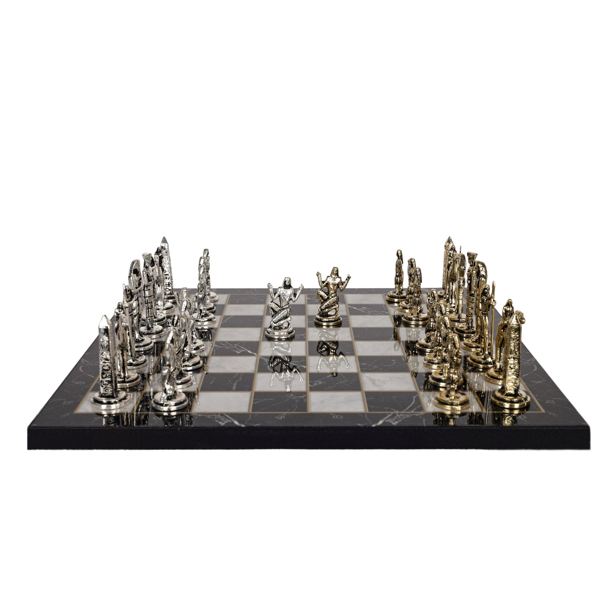 Egypt Cleopatra Metal Chess Set | Wooden Chess Board 30CM (12") - Cooper Chess