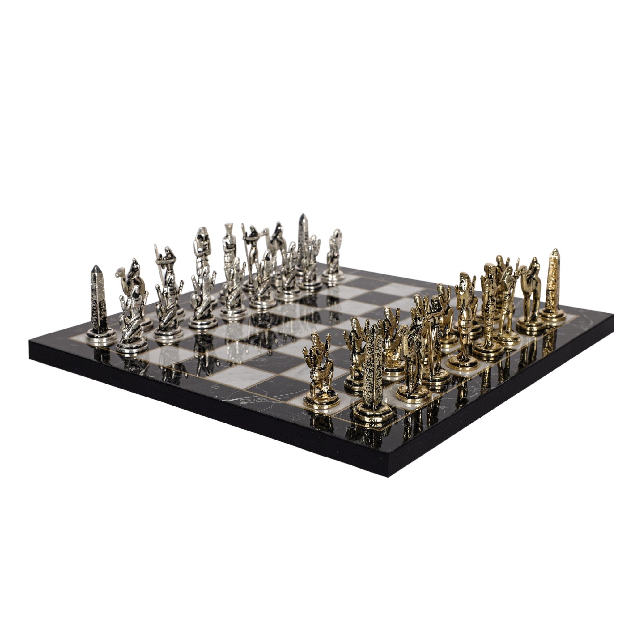 Egypt Cleopatra Metal Chess Set | Wooden Chess Board 30CM (12") - Cooper Chess