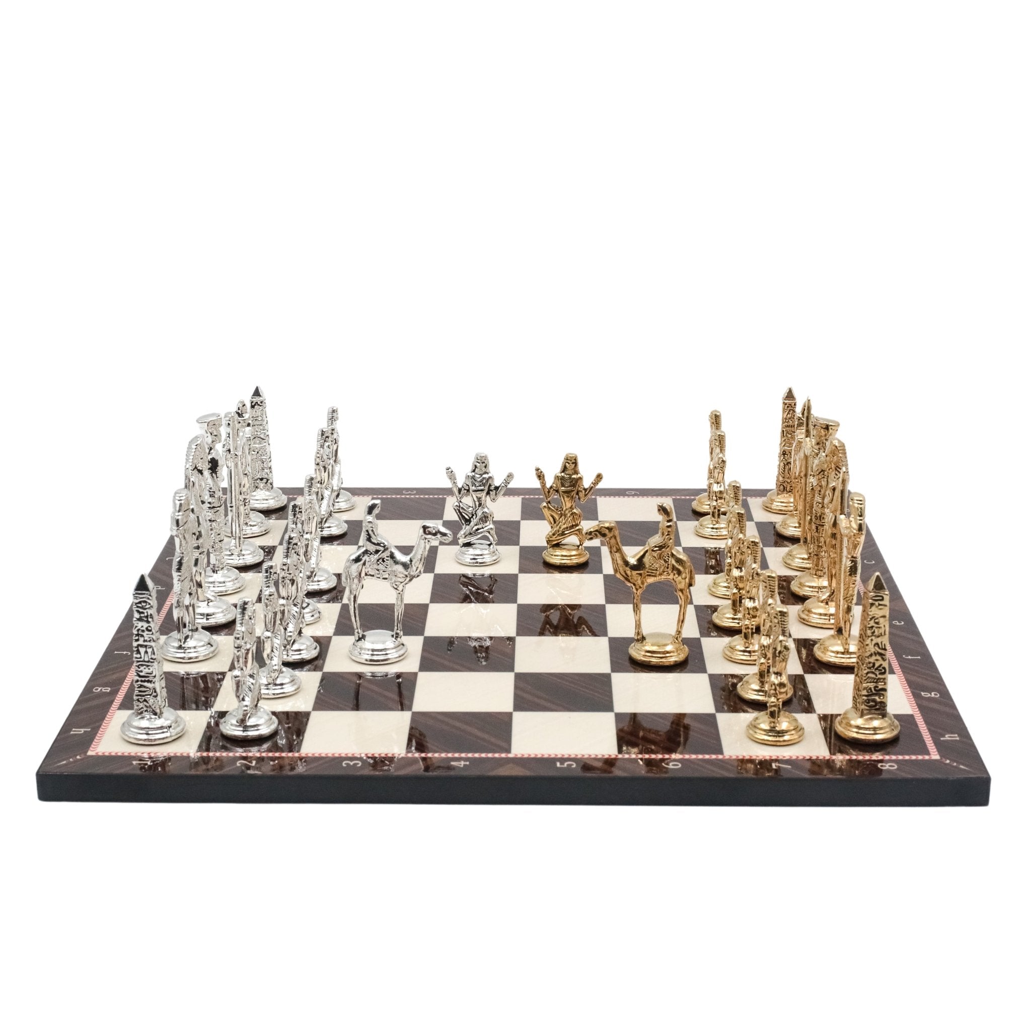 Egypt Cleopatra Metal Chess Set | Wooden Chess Board 30CM (12") - Cooper Chess