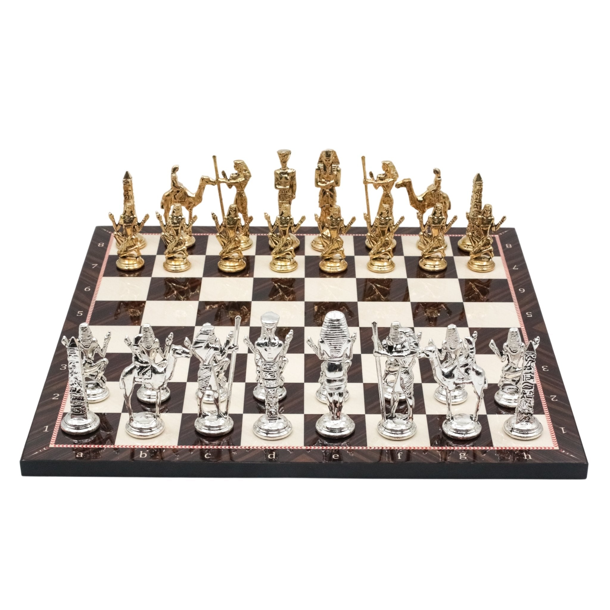 Egypt Cleopatra Metal Chess Set | Wooden Chess Board 30CM (12") - Cooper Chess