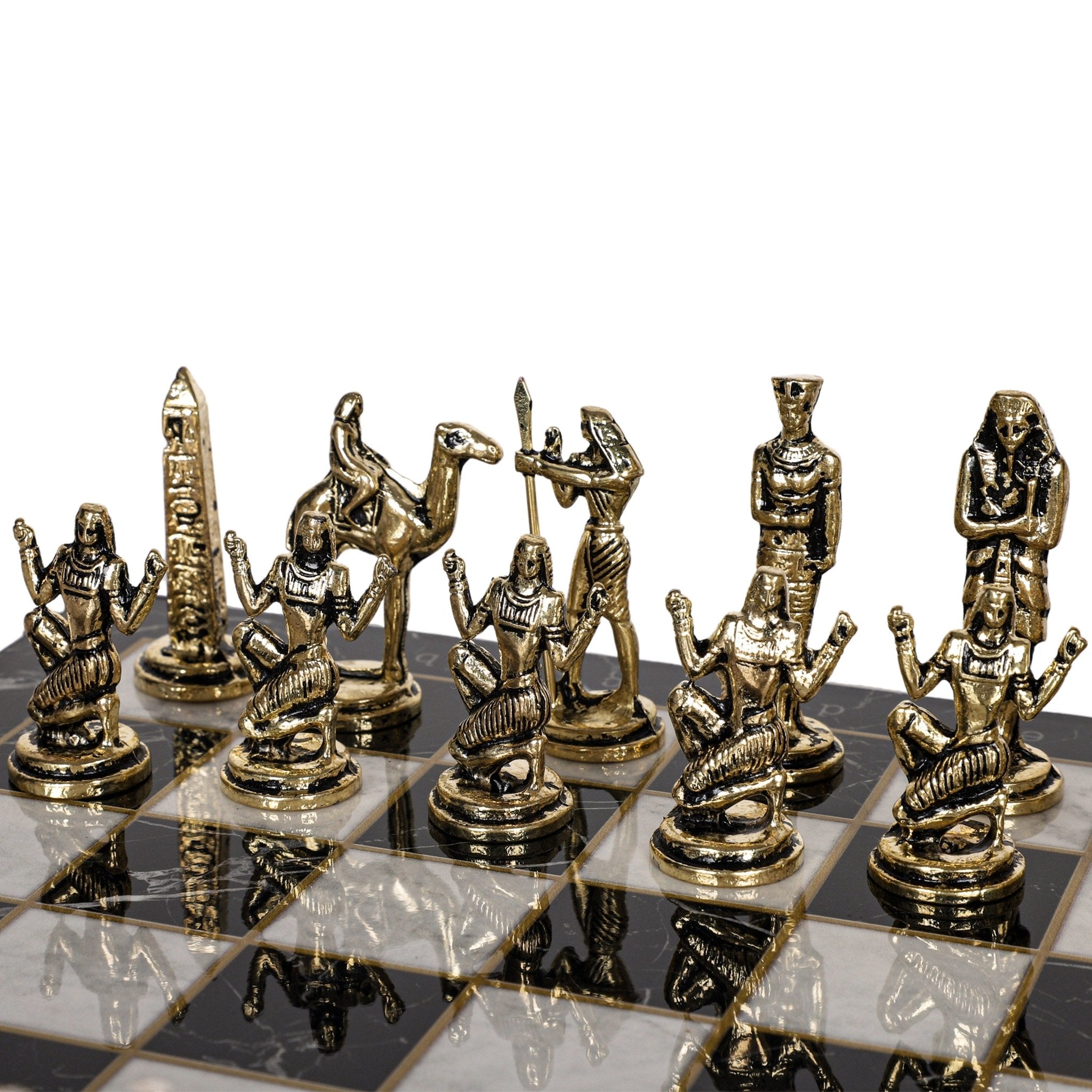 Egypt Cleopatra Metal Chess Set | Wooden Chess Board 30CM (12") - Cooper Chess