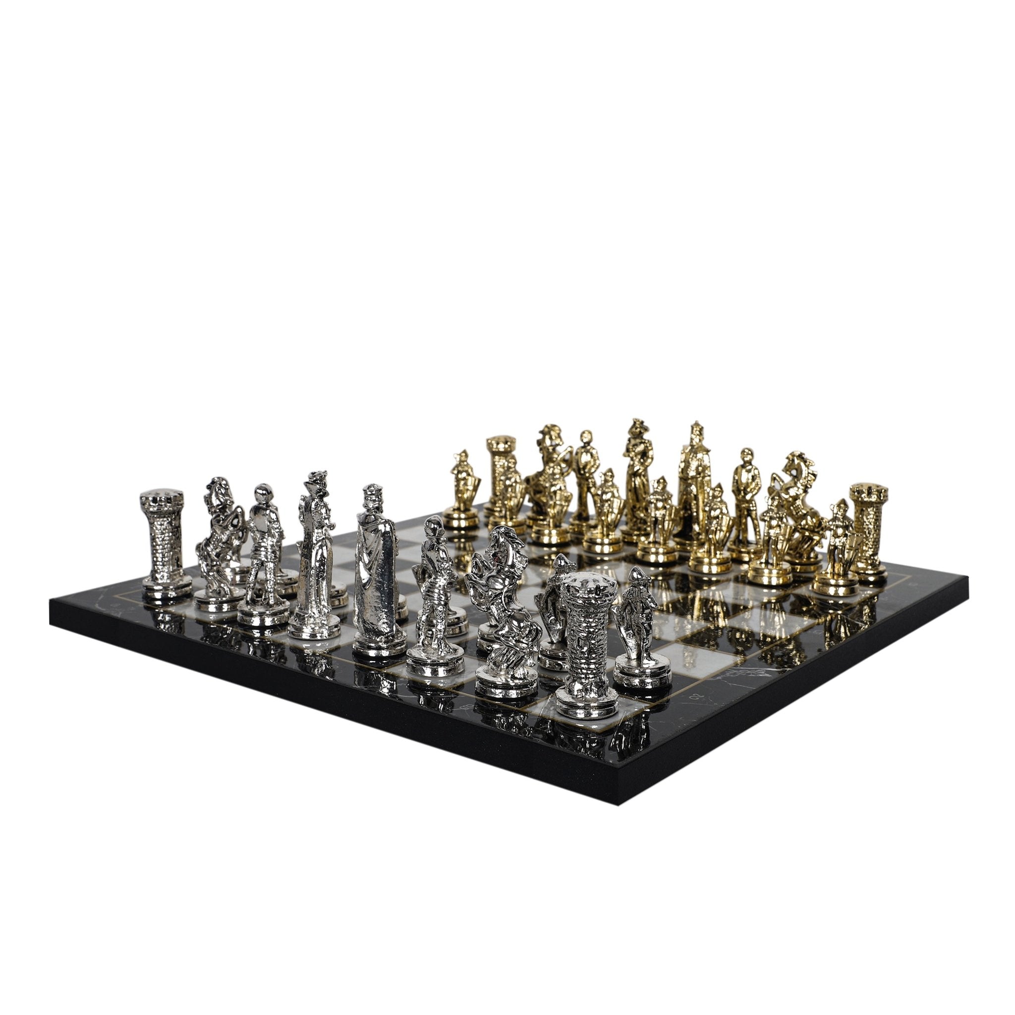 British Army Metal Chess Set | Wooden Chess Board 30CM (12") - Cooper Chess