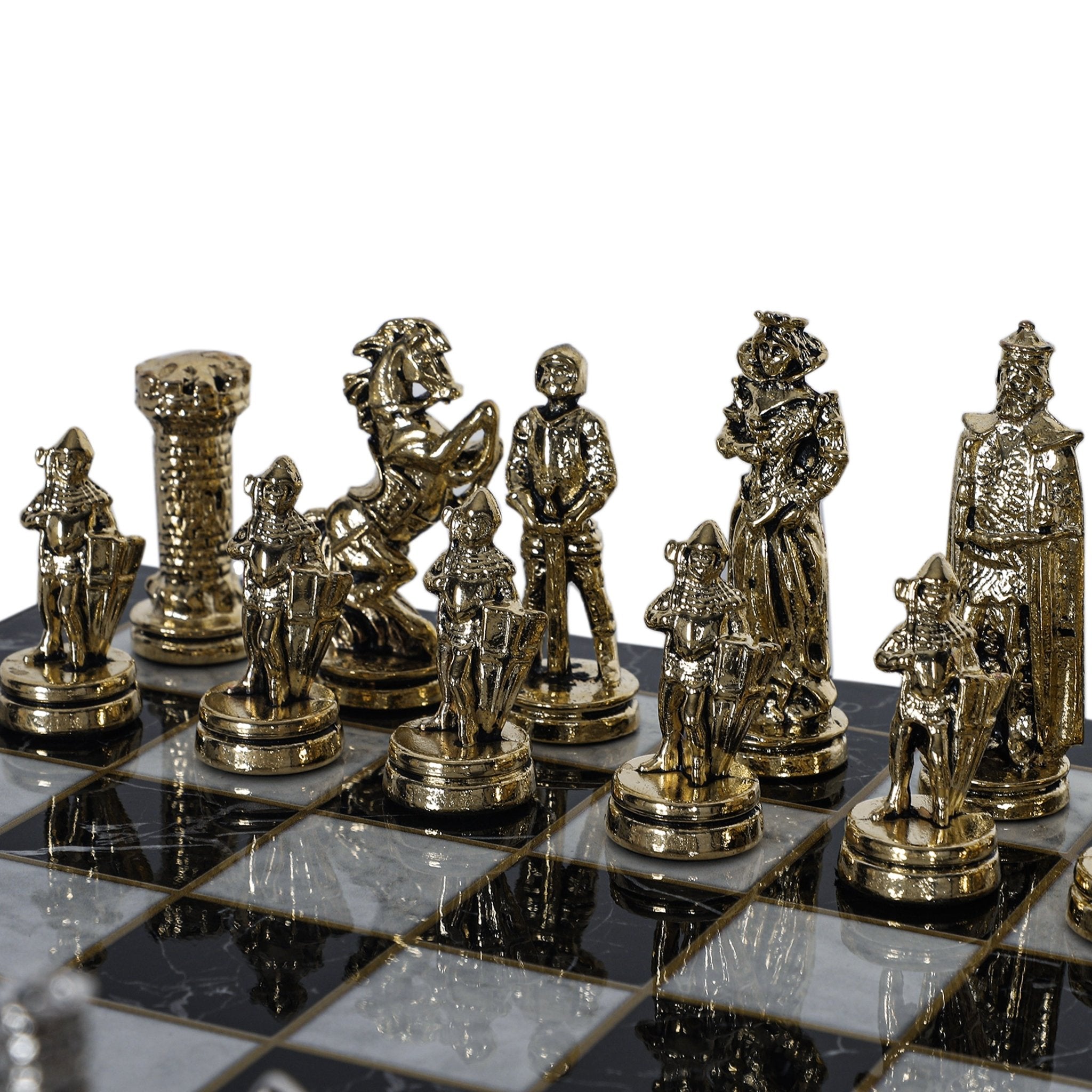 British Army Metal Chess Set | Wooden Chess Board 30CM (12") - Cooper Chess