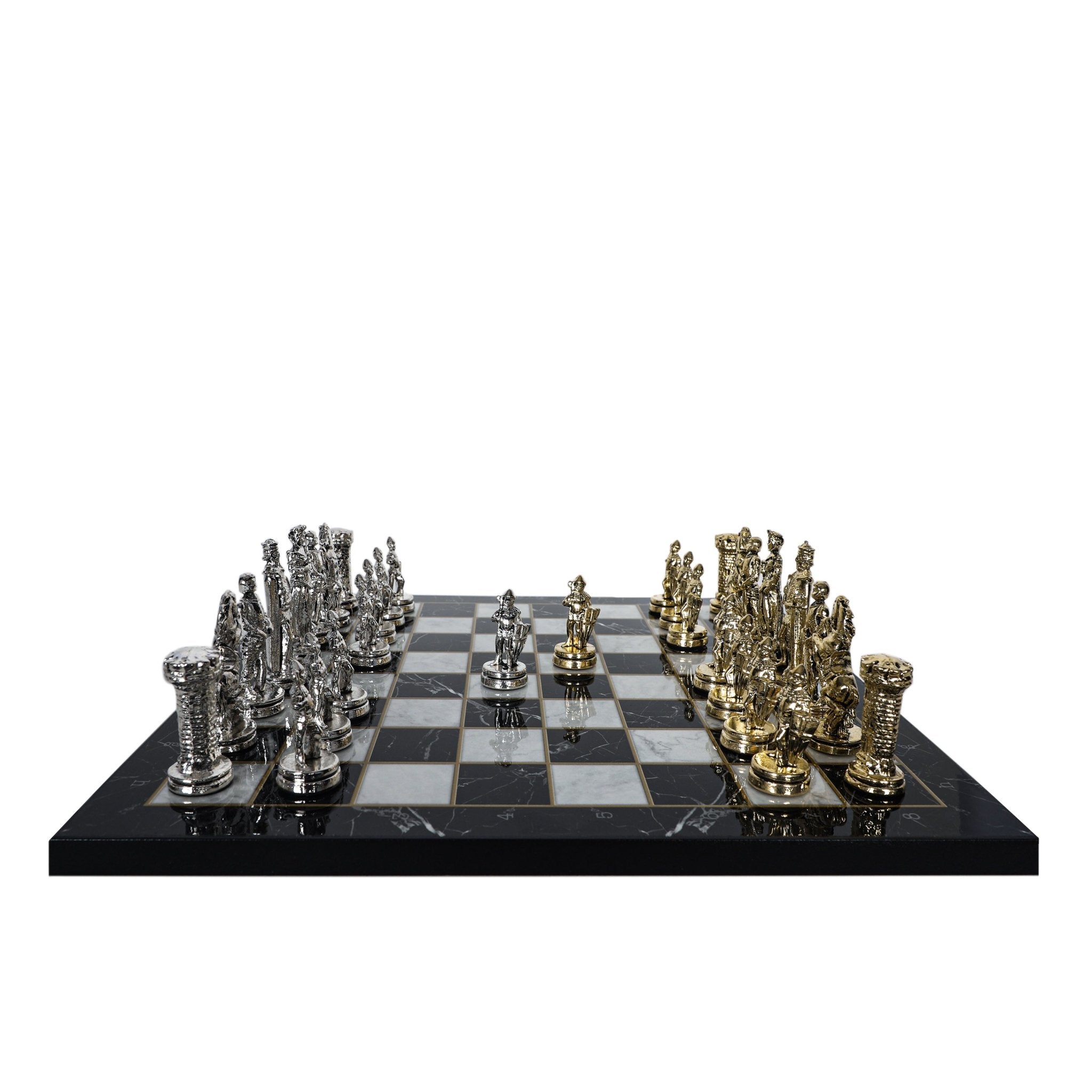 Roman Empire Caesar Metal Chess Set | Wooden Chess Board 30CM (12") | Model 1 - Cooper Chess