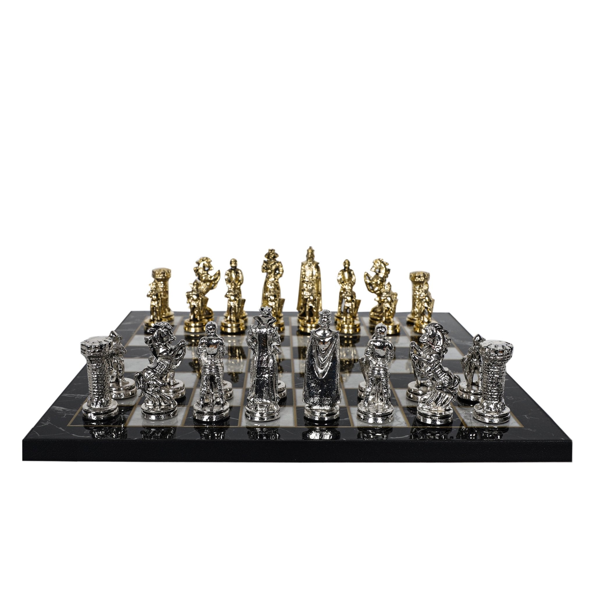 Roman Empire Caesar Metal Chess Set | Wooden Chess Board 30CM (12") | Model 1 - Cooper Chess