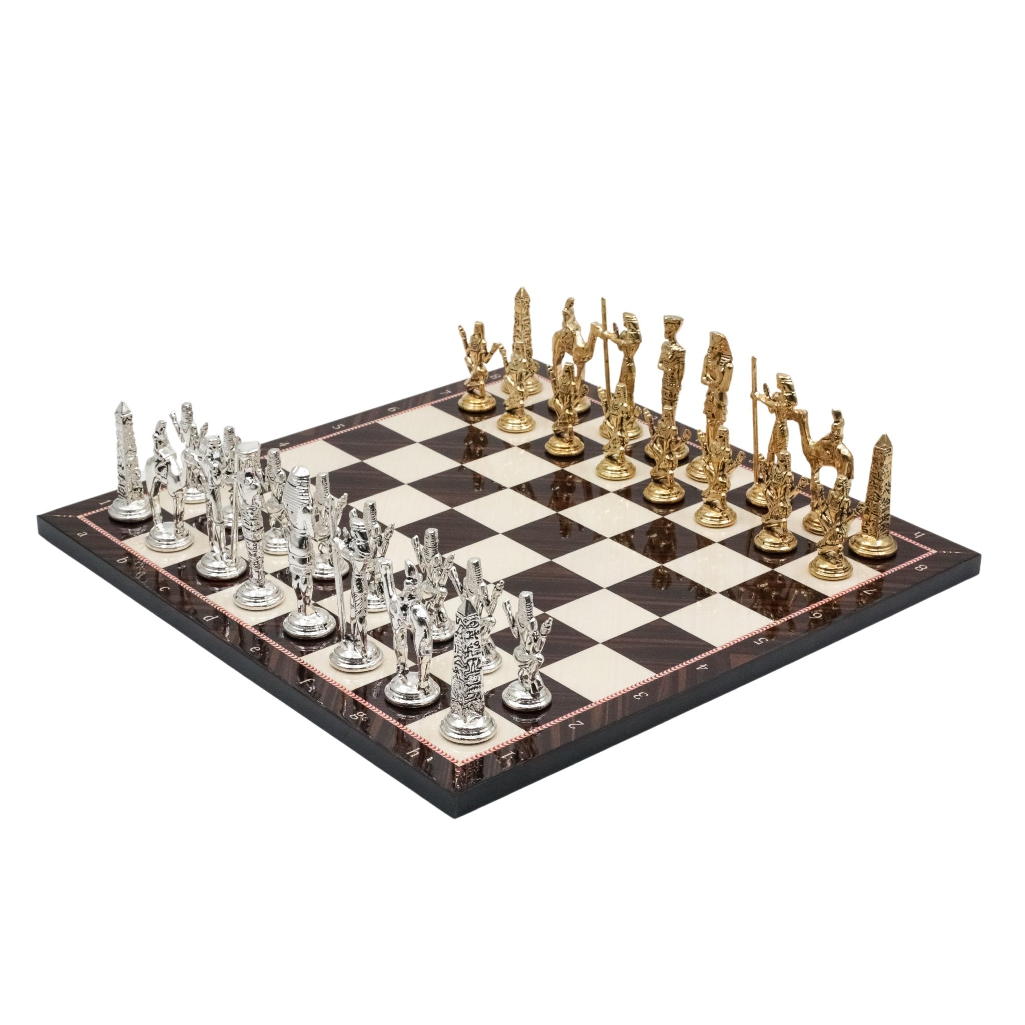 Egypt Cleopatra Metal Chess Set | Wooden Chess Board 30CM (12") - Cooper Chess