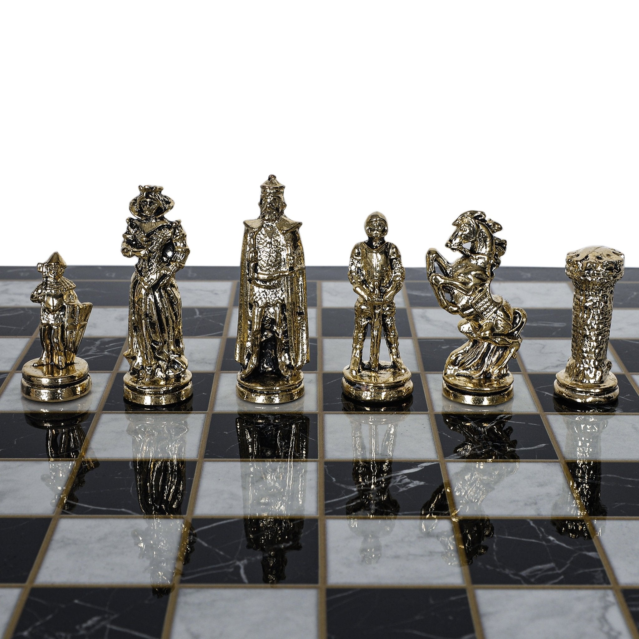 British Army Metal Chess Set | Wooden Chess Board 30CM (12") - Cooper Chess