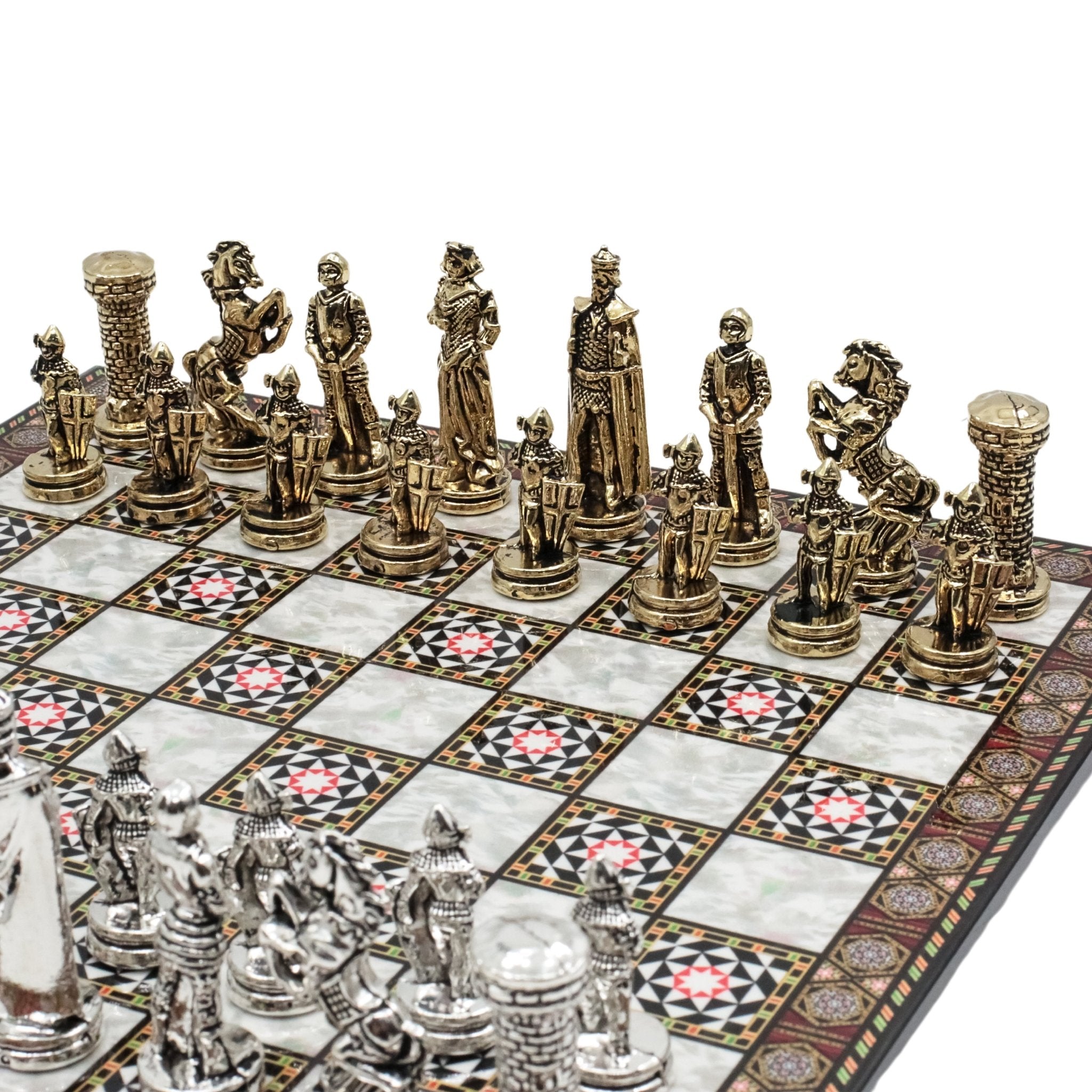 British Army Metal Chess Set | Wooden Chess Board 30CM (12") - Cooper Chess