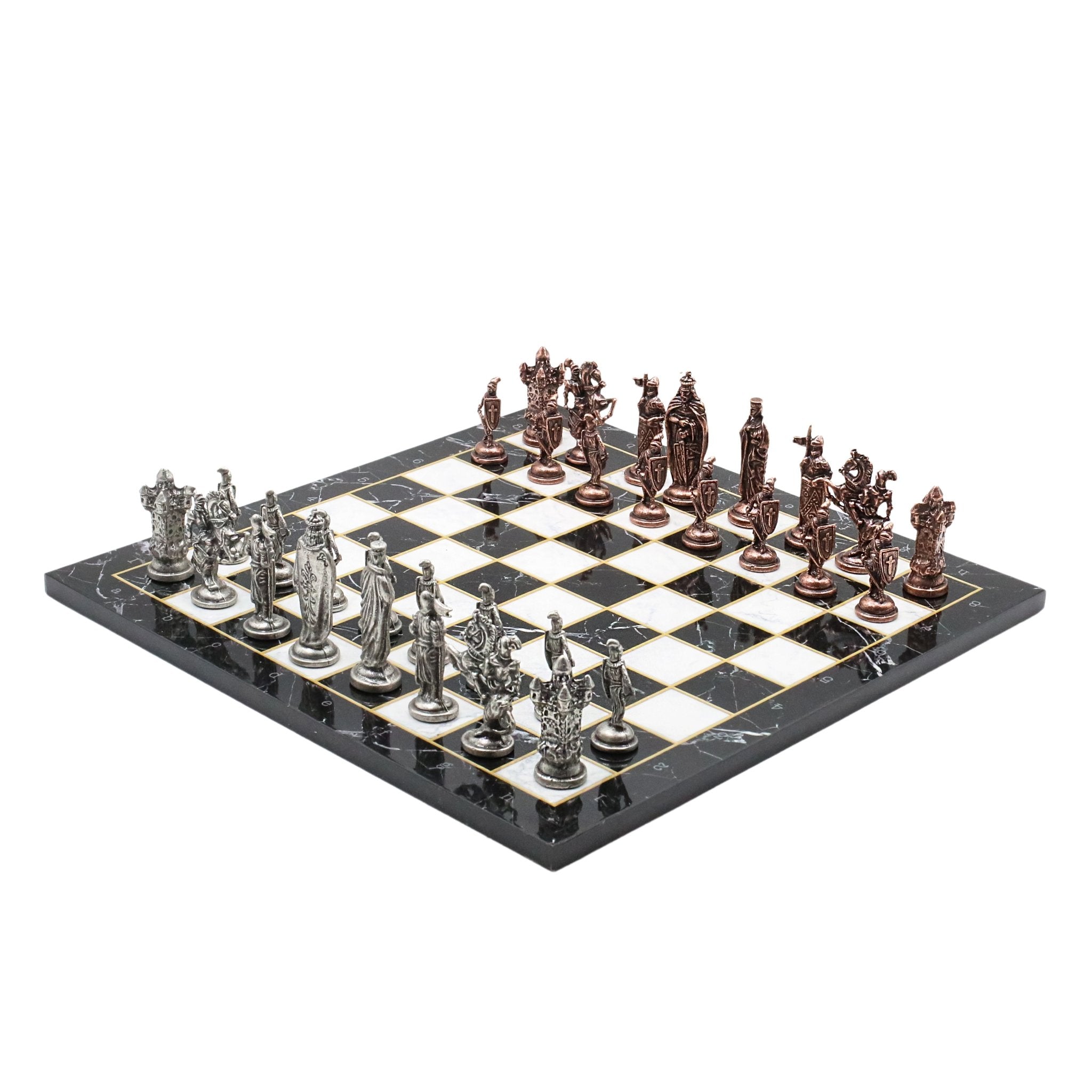 Royal British Vintage Metal Chess Set | Wooden Chess Board 37CM (15") - Cooper Chess