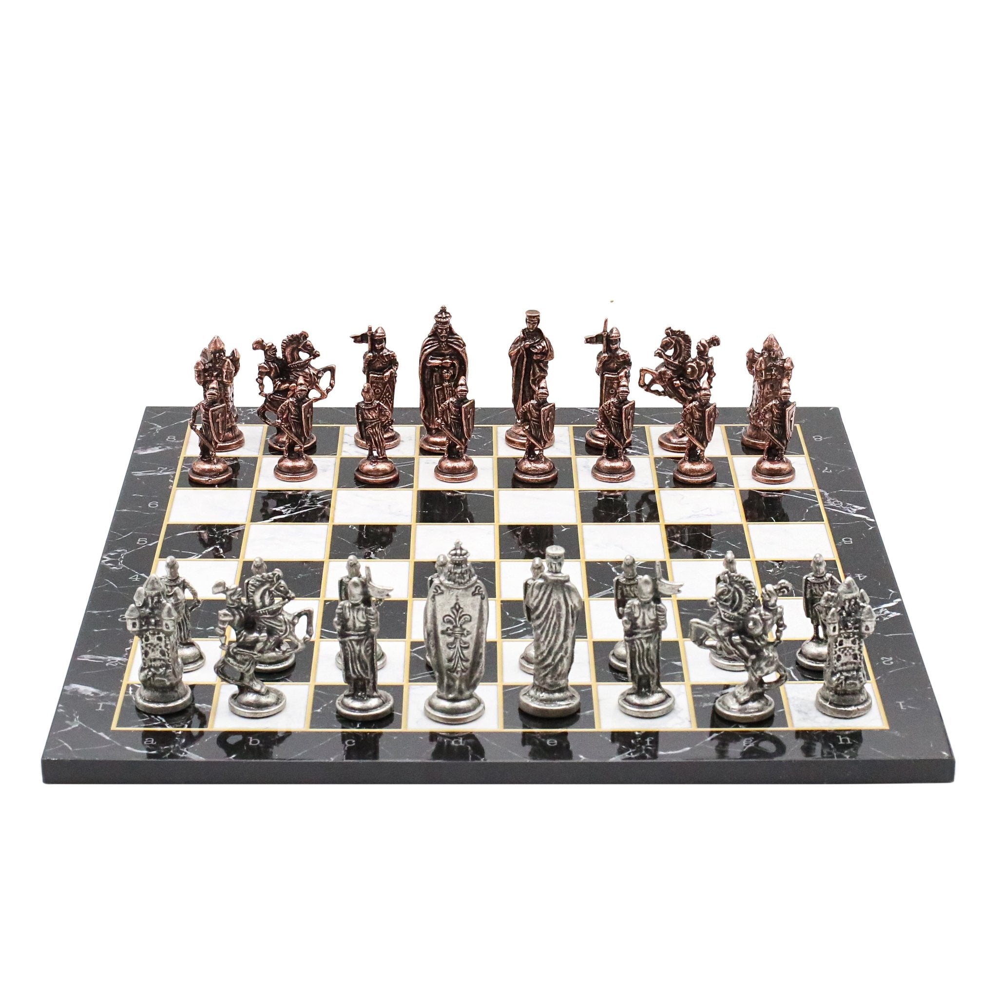 Royal British Vintage Metal Chess Set | Wooden Chess Board 37CM (15") - Cooper Chess