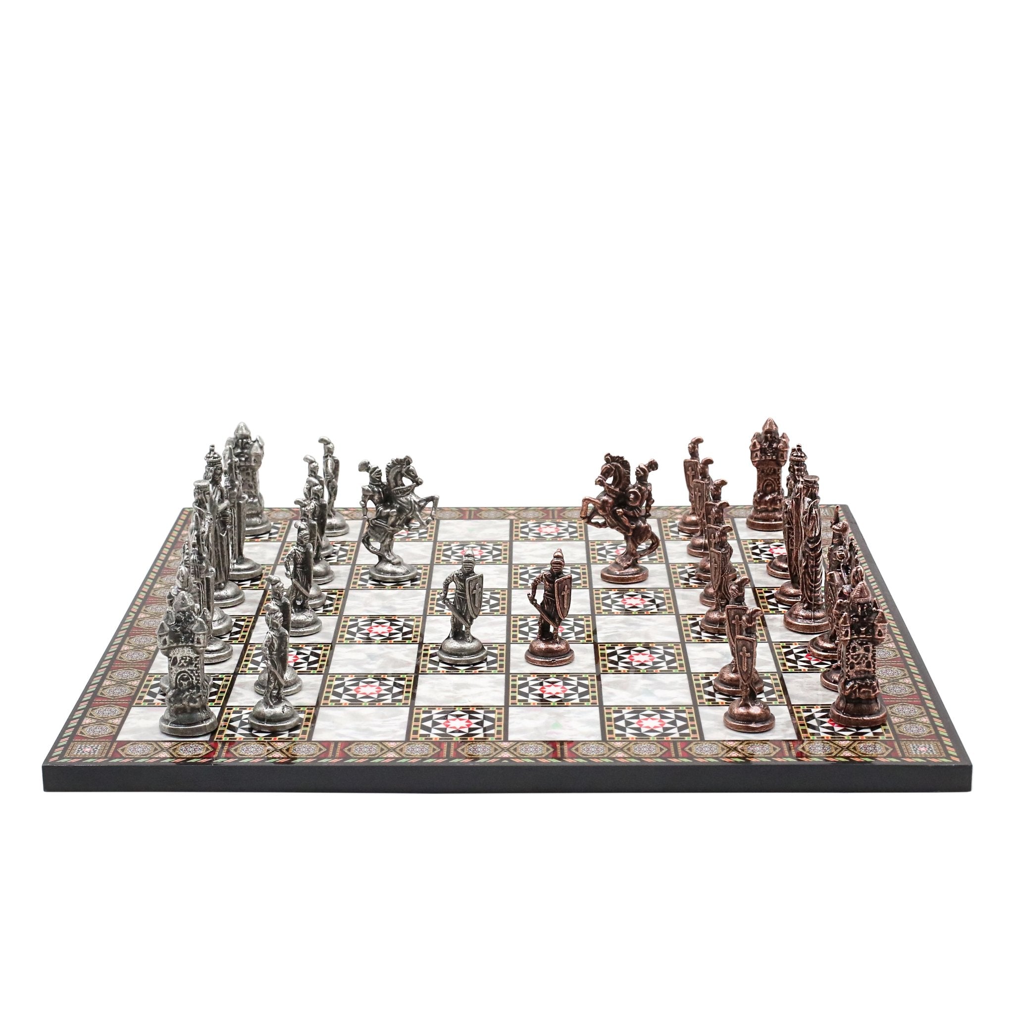 Royal British Vintage Metal Chess Set | Wooden Chess Board 37CM (15") - Cooper Chess