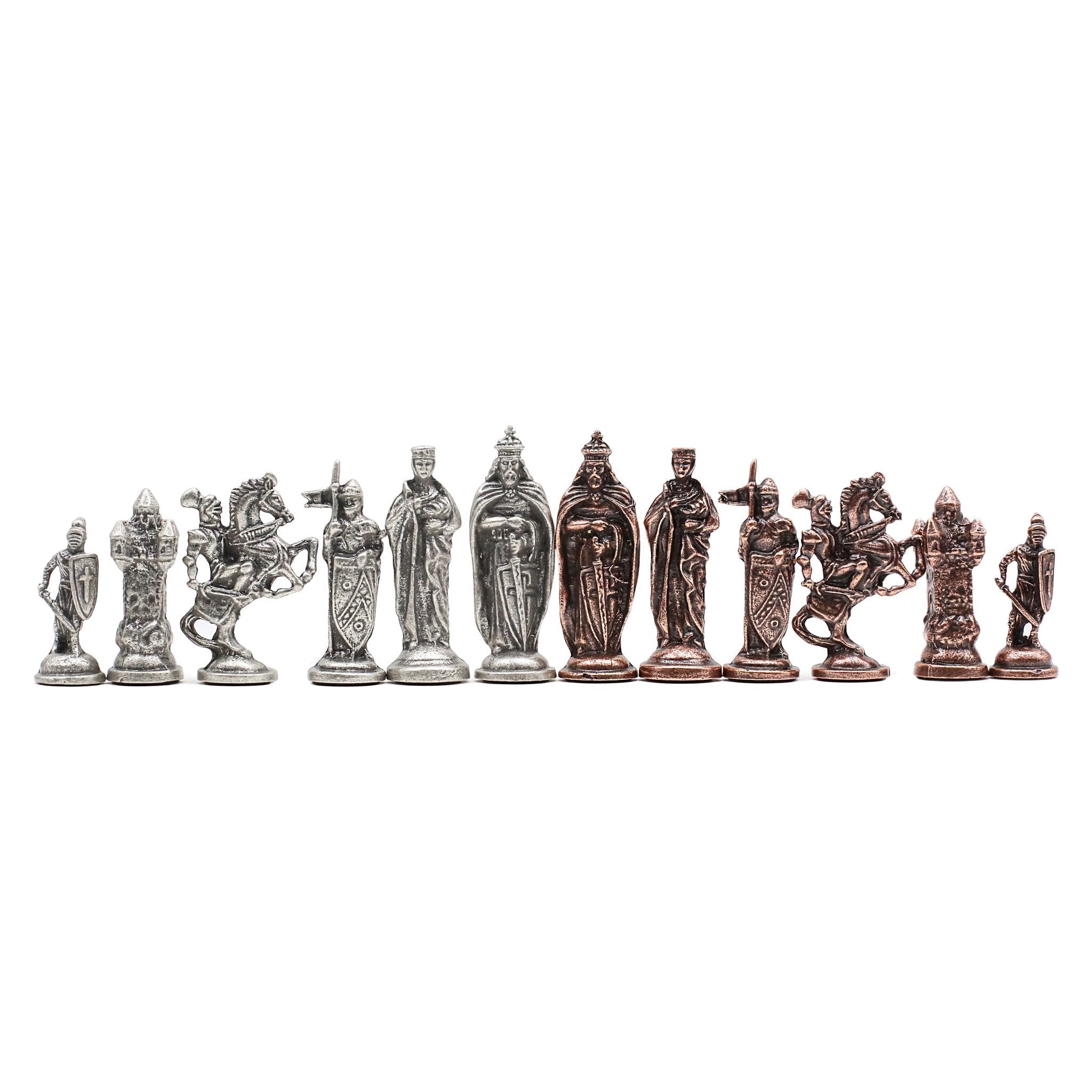 Royal British Vintage Metal Chess Set | Wooden Chess Board 37CM (15") - Cooper Chess