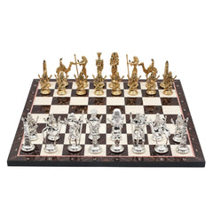 Egypt Cleopatra Chess Set | Wooden Chess Board 37CM (15") with Die Cast Metal Chessmen - Cooper Chess