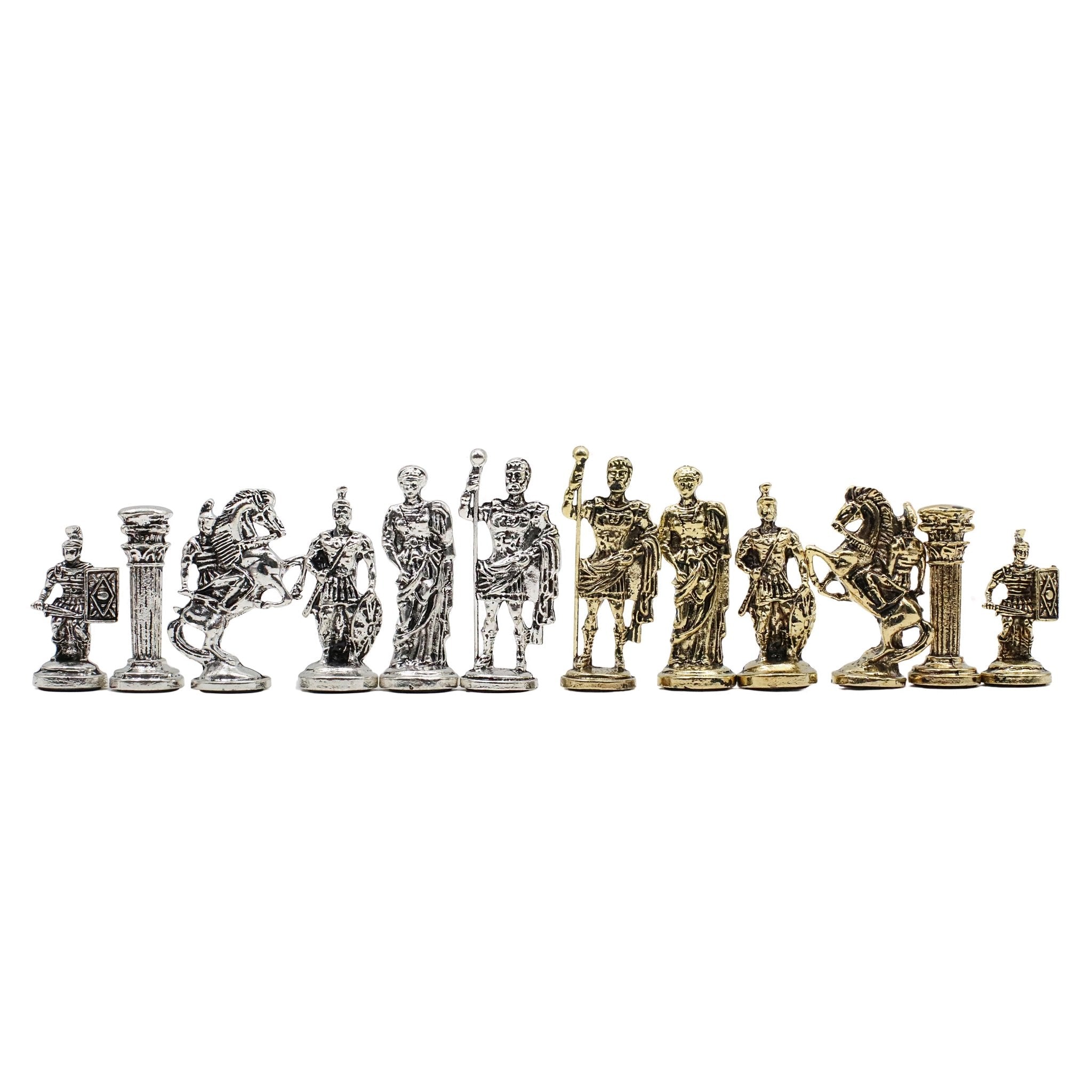 Roman Caesar Metal Chess Set | Wooden Chess Board 37CM (15") - Cooper Chess