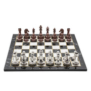 Classic Baroque Metal Chess Set | Wooden Chess Board 37CM (15") - Cooper Chess