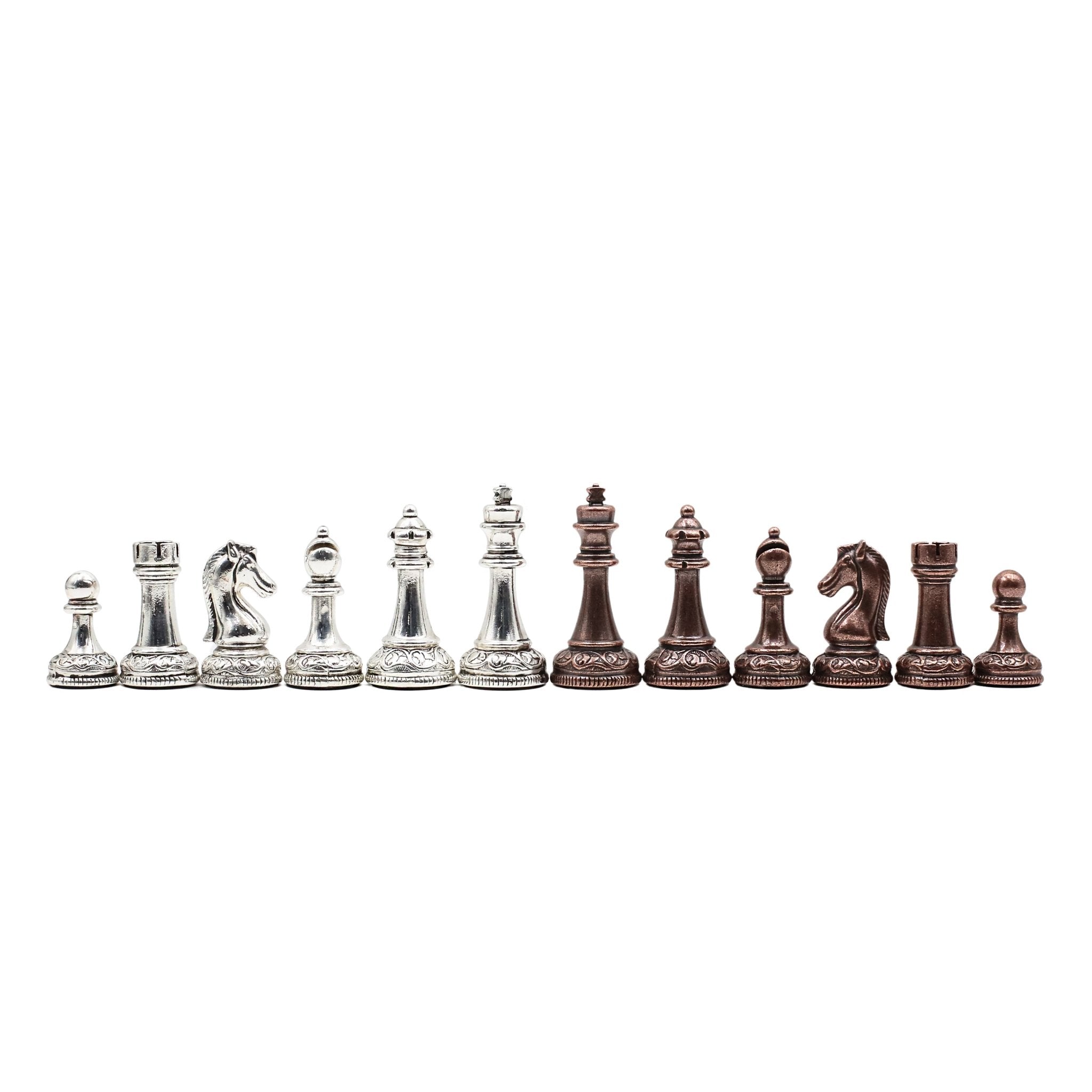 Classic Baroque Metal Chess Set | Wooden Chess Board 37CM (15") - Cooper Chess