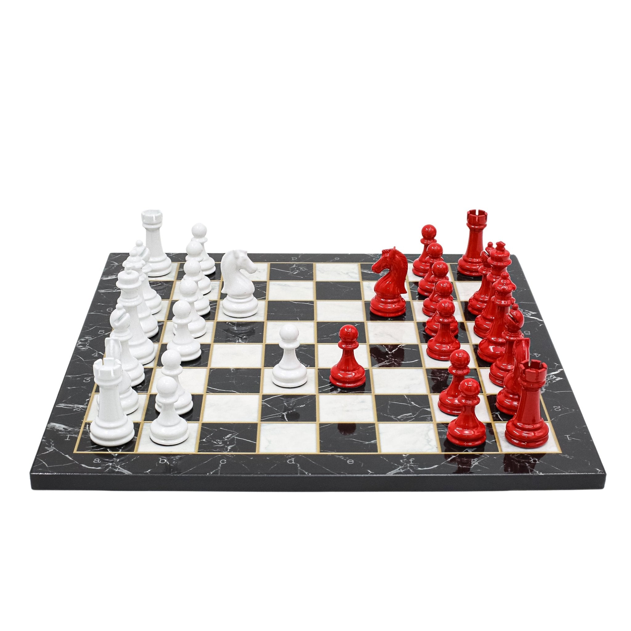 RED & WHITE Metal Chess Set | Wooden Chess Board 37CM (15") - Cooper Chess