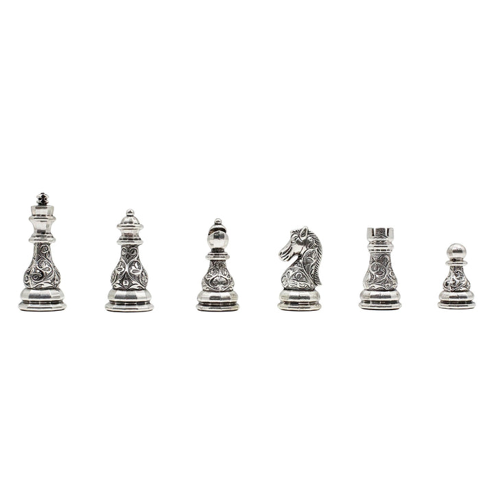 Crystal Baroque Metal Chess Set | Gold - Silver | Wooden Chess Board 37CM (15") - Cooper Chess