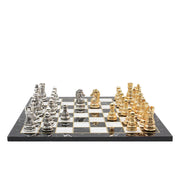 Crystal Baroque Metal Chess Set | Gold - Silver | Wooden Chess Board 37CM (15") - Cooper Chess